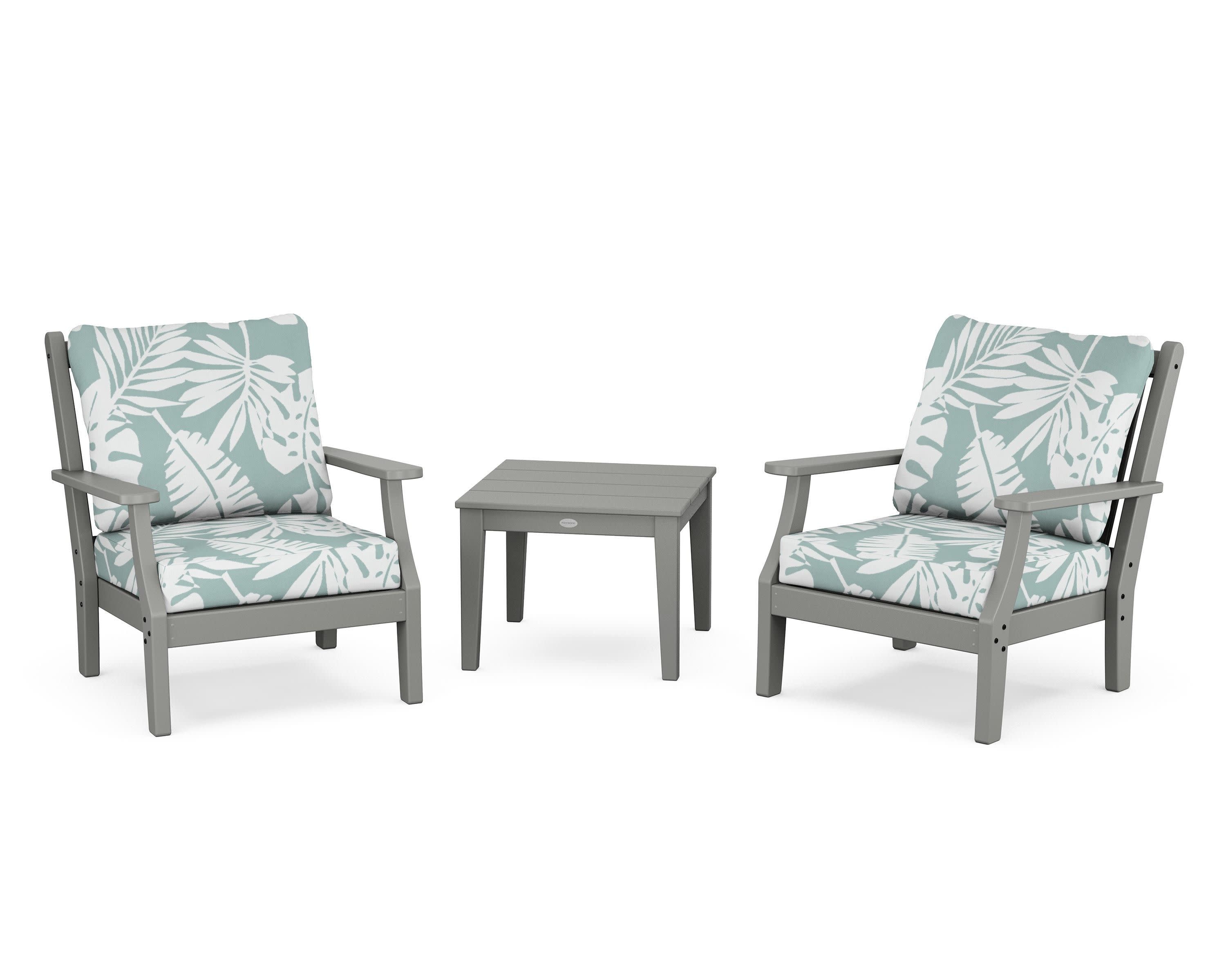 Wovendale 3-Piece Deep Seating Set in Slate Grey / Leaf Glacier Spa