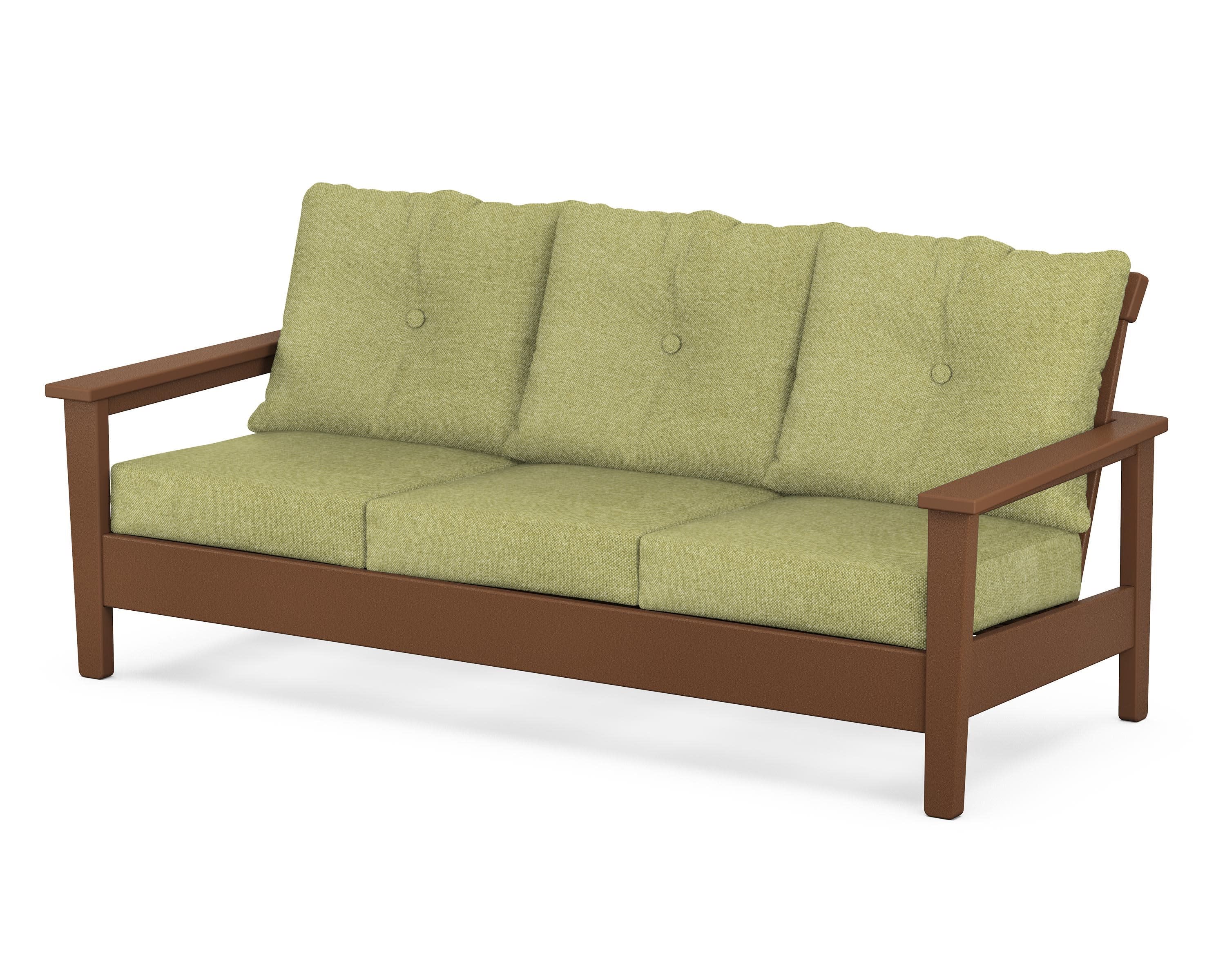 Prescott Deep Seating Sofa in Teak / Chartreuse Boucle