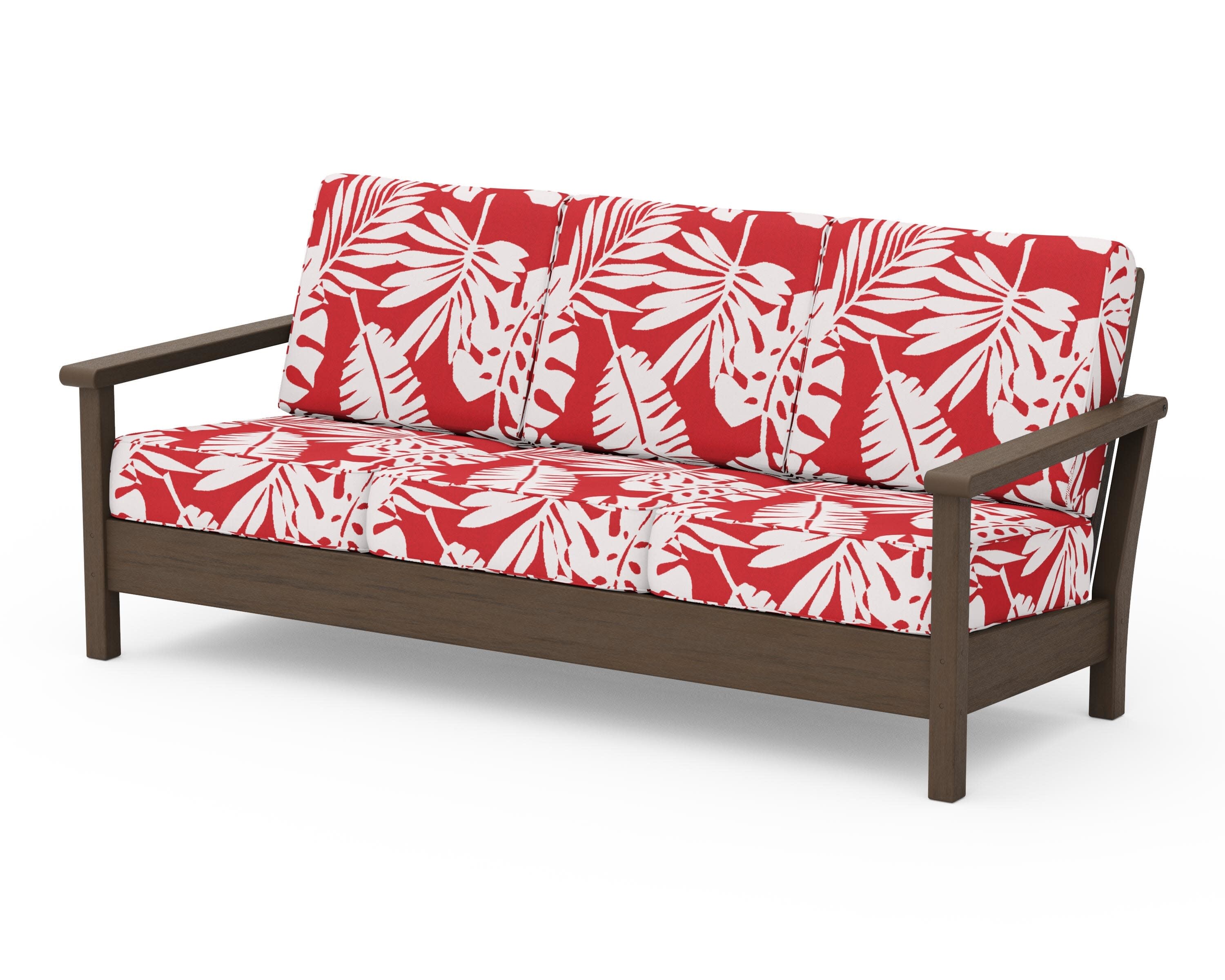 Harbour Deep Seating Sofa in Kona / Leaf Crimson