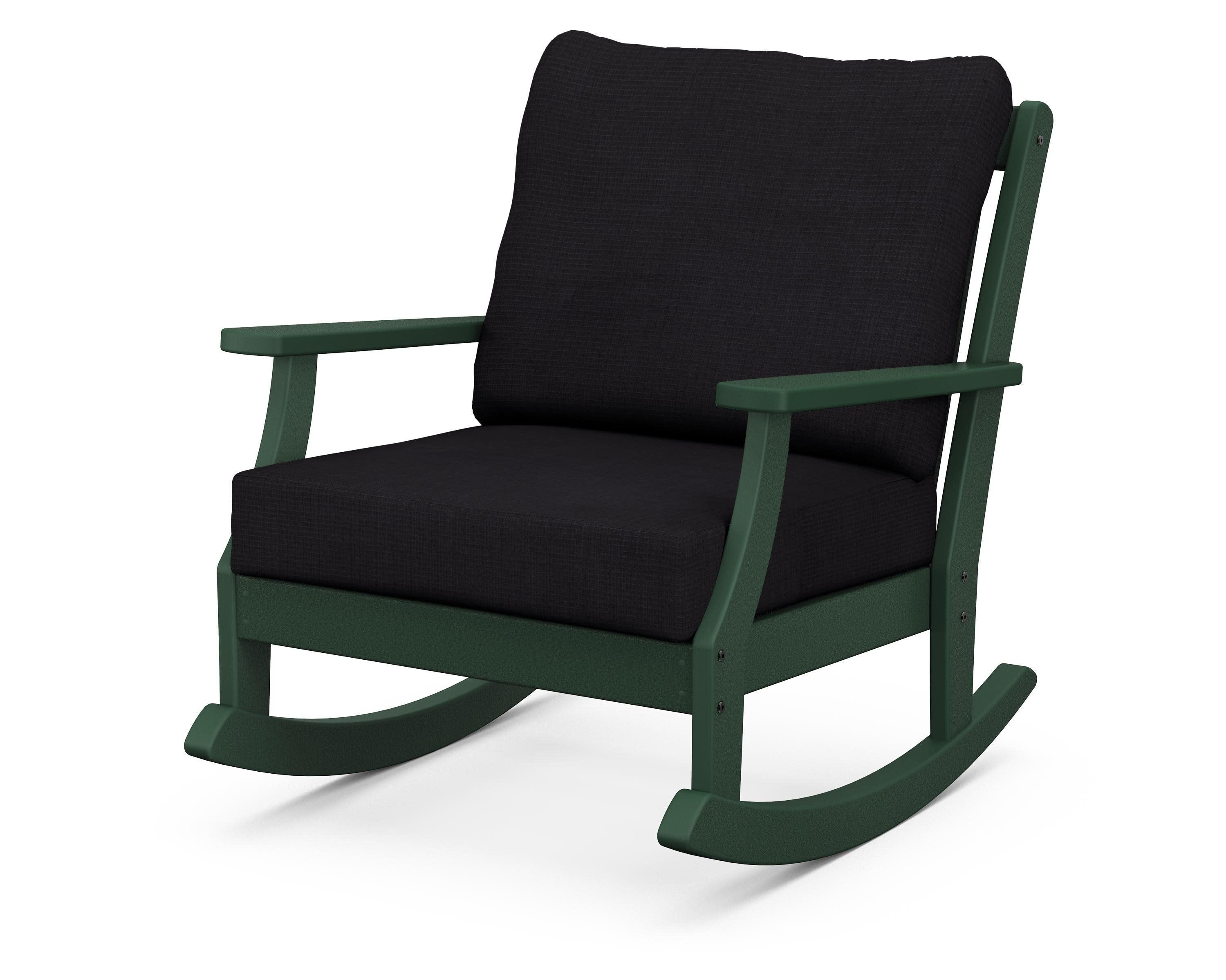 Braxton Deep Seating Rocking Chair in Green / Midnight Linen