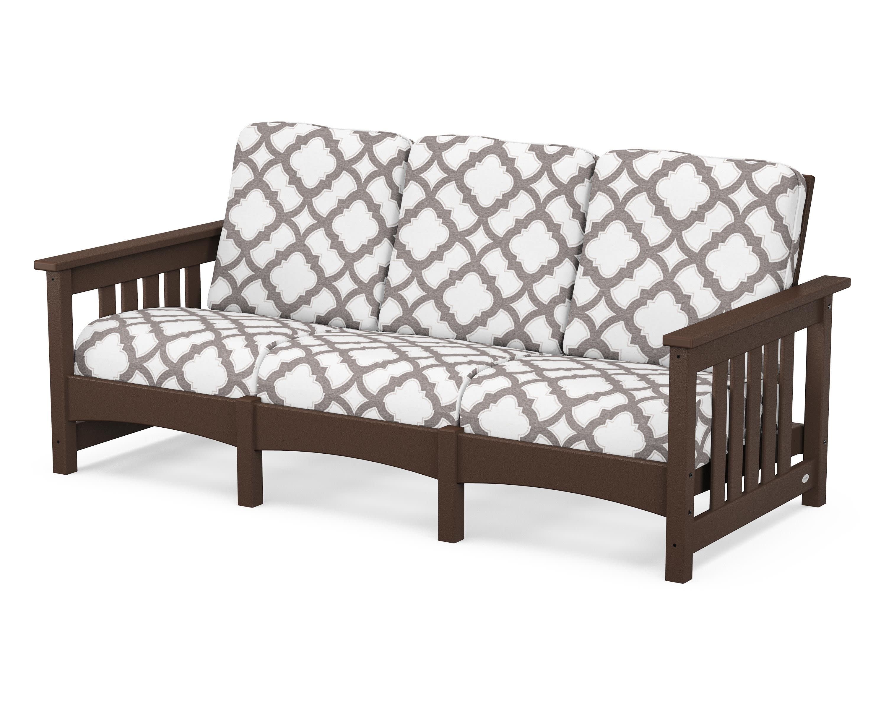 Club Mission Sofa in Mahogany / Trellis Grey Mist