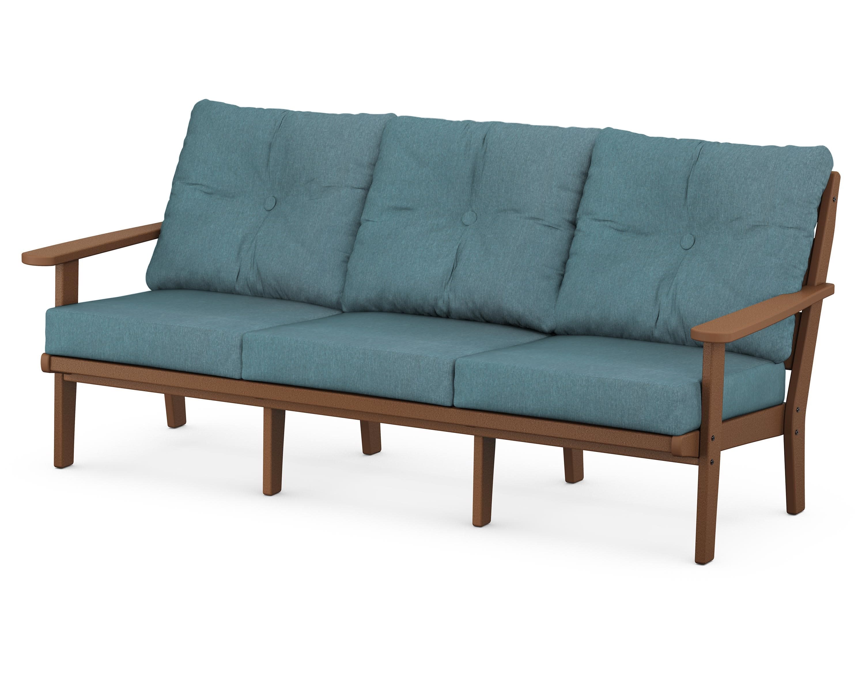 Lakeside Deep Seating Sofa in Teak / Ocean Teal