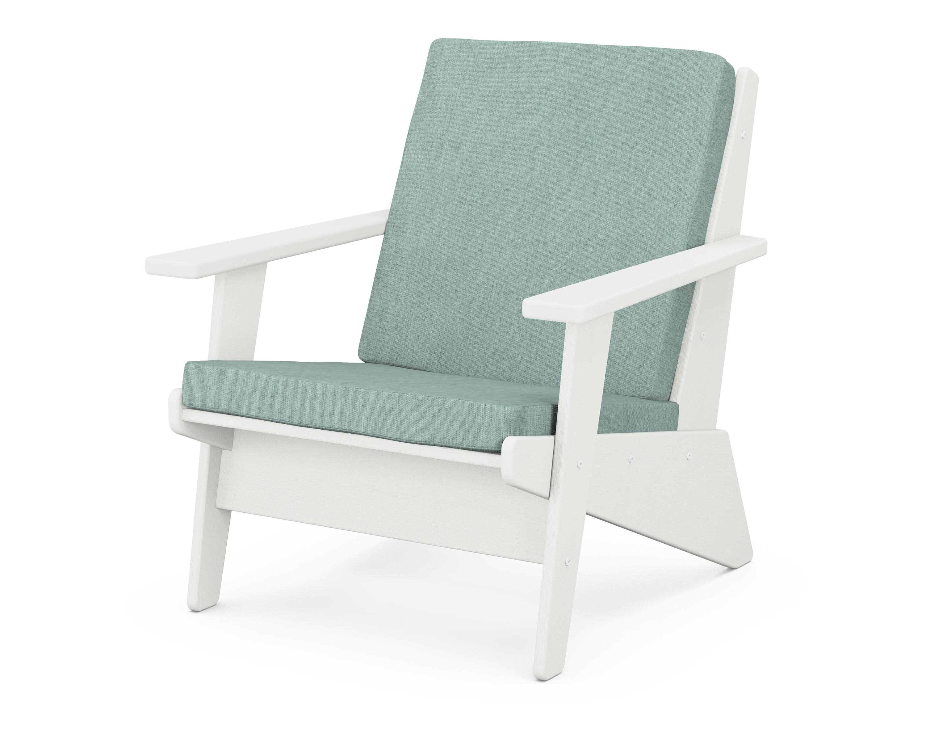 Riviera Modern Lounge Chair in Vintage White / Glacier Spa