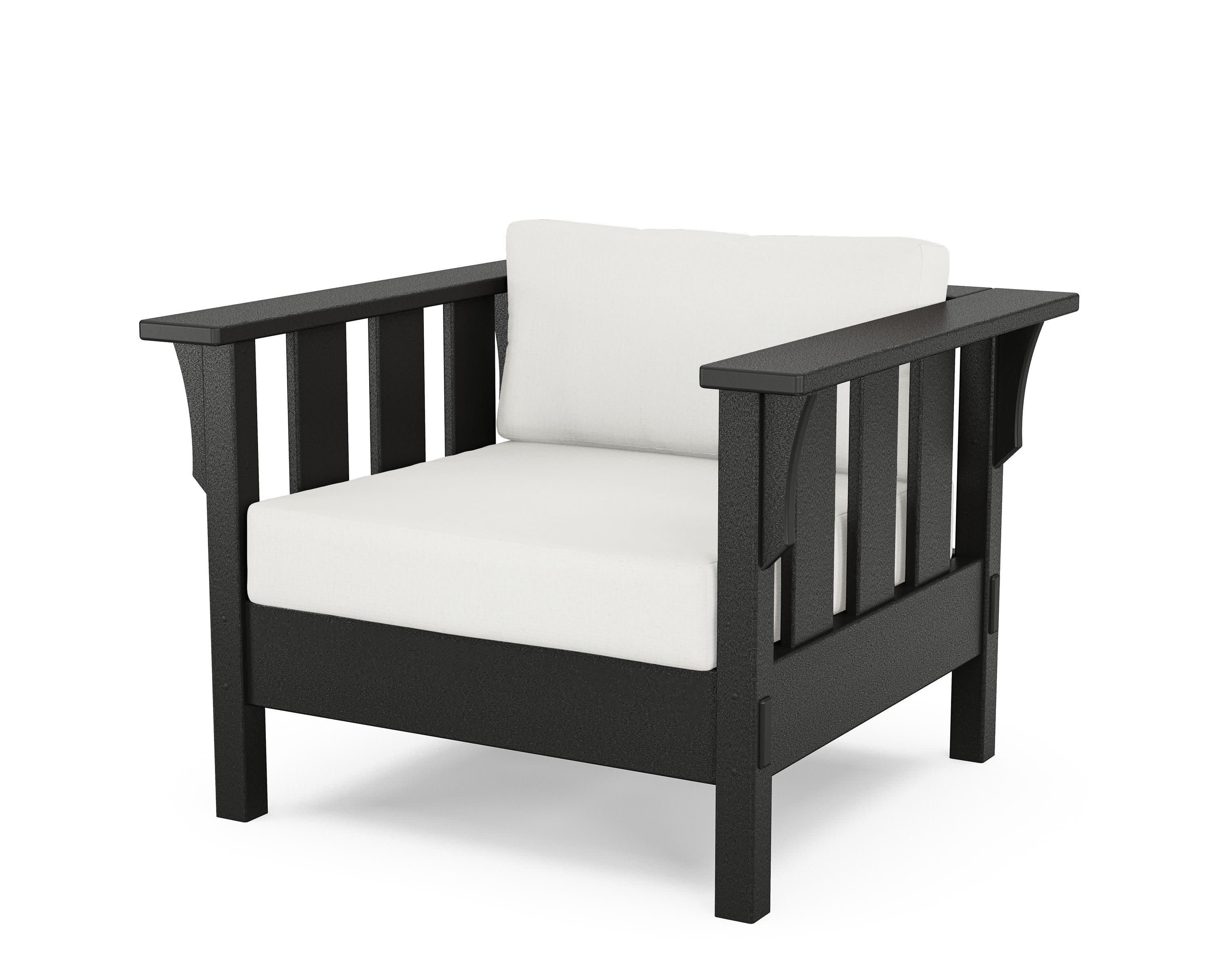 Acadia Deep Seating Chair in Black / Natural Linen
