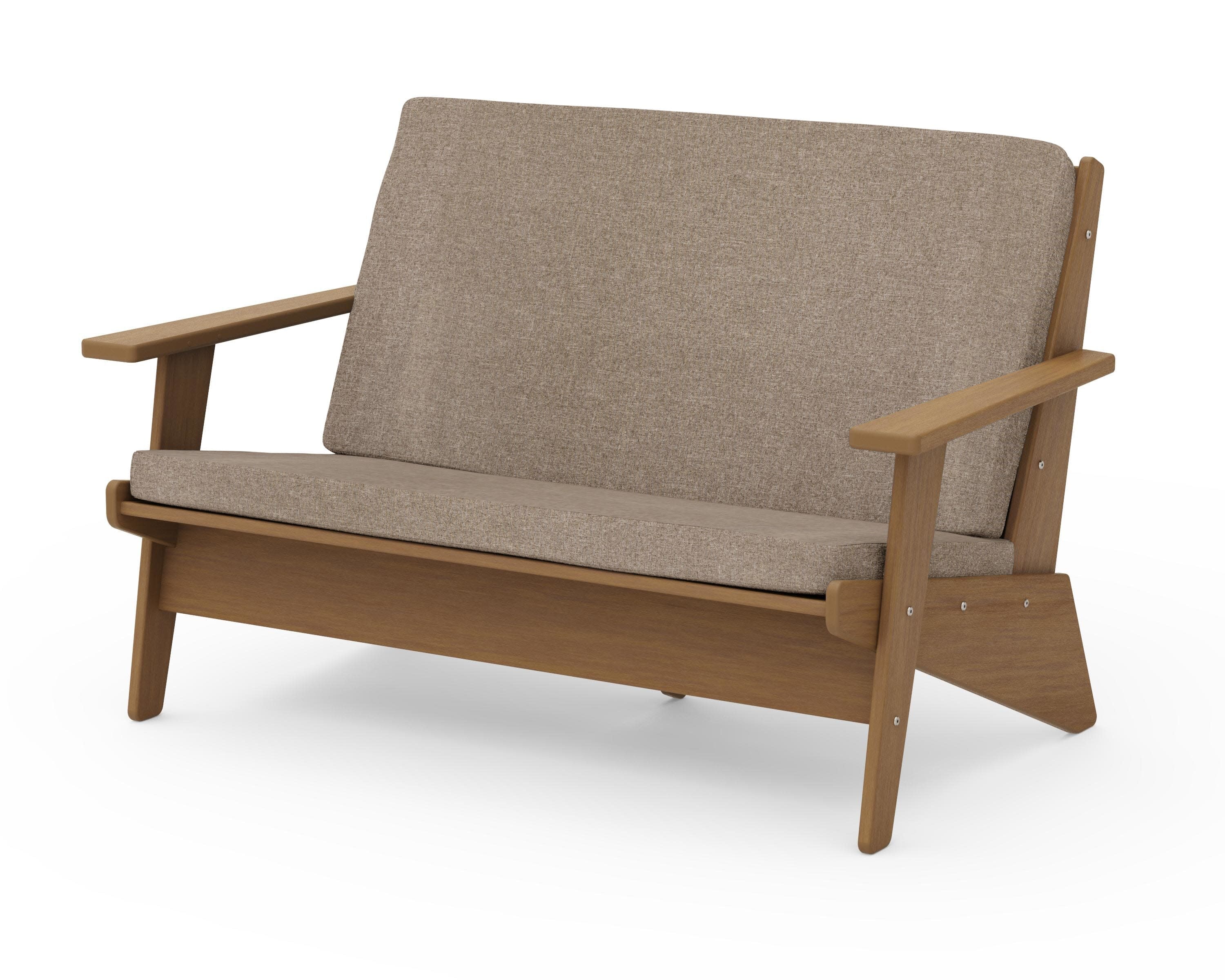 Riviera Modern Lounge Loveseat in Natural / Spiced Burlap