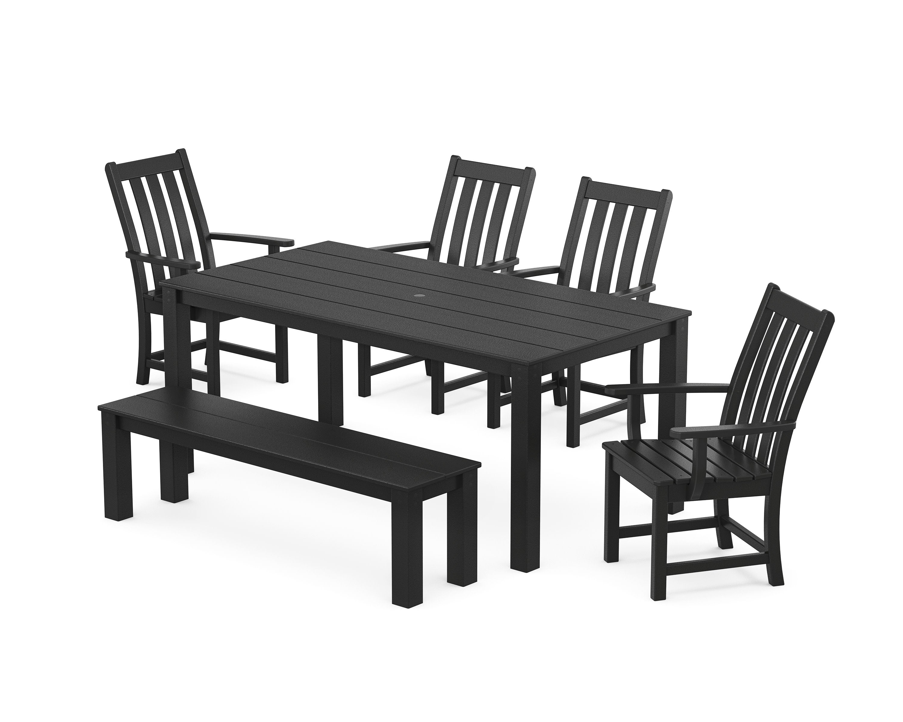 Vineyard 6-Piece Parsons Dining Set with Bench in Black