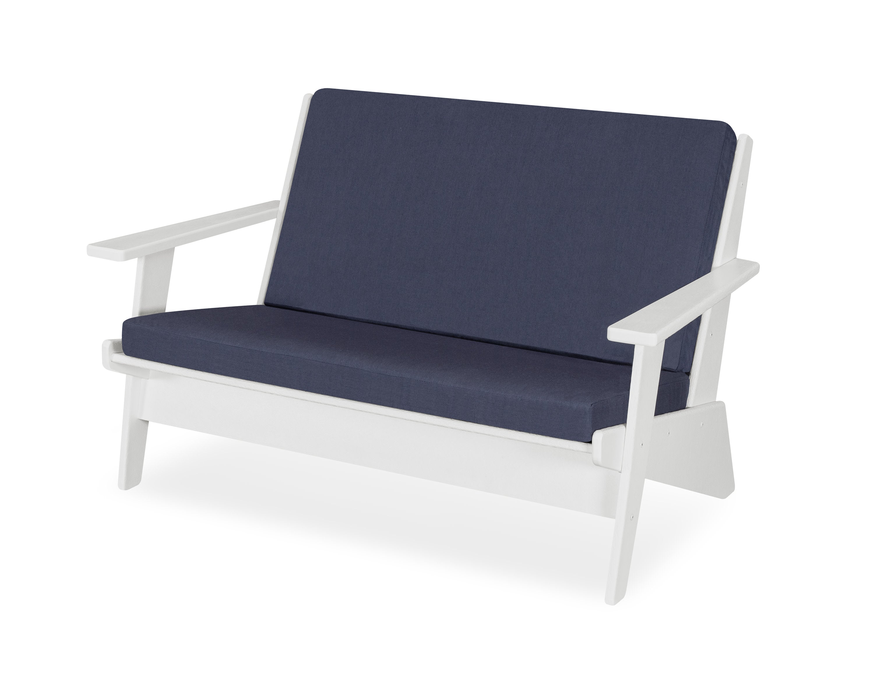 Riviera Modern Lounge Loveseat in White / Spectrum Indigo