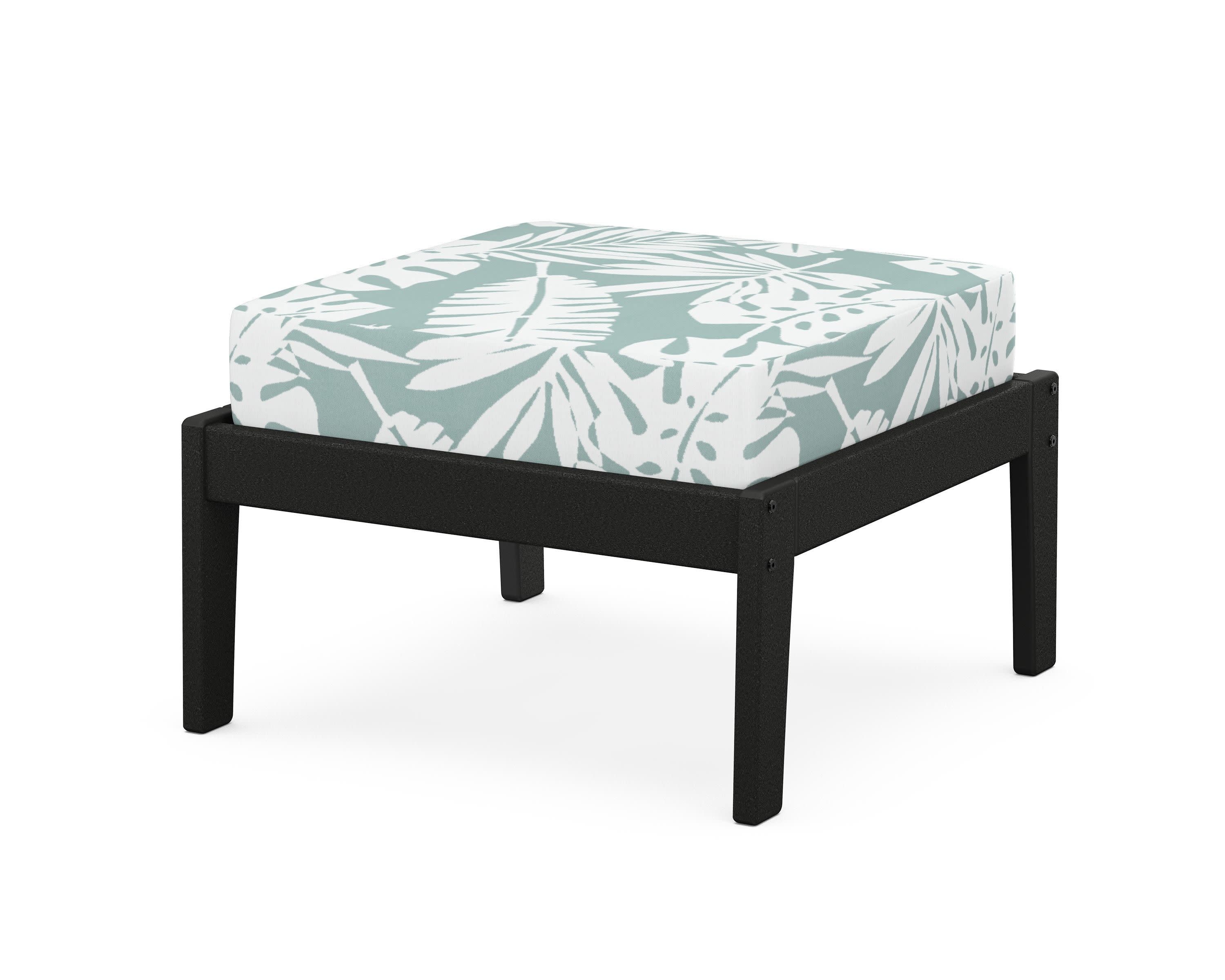 Deep Seating Ottoman in Black / Leaf Glacier Spa