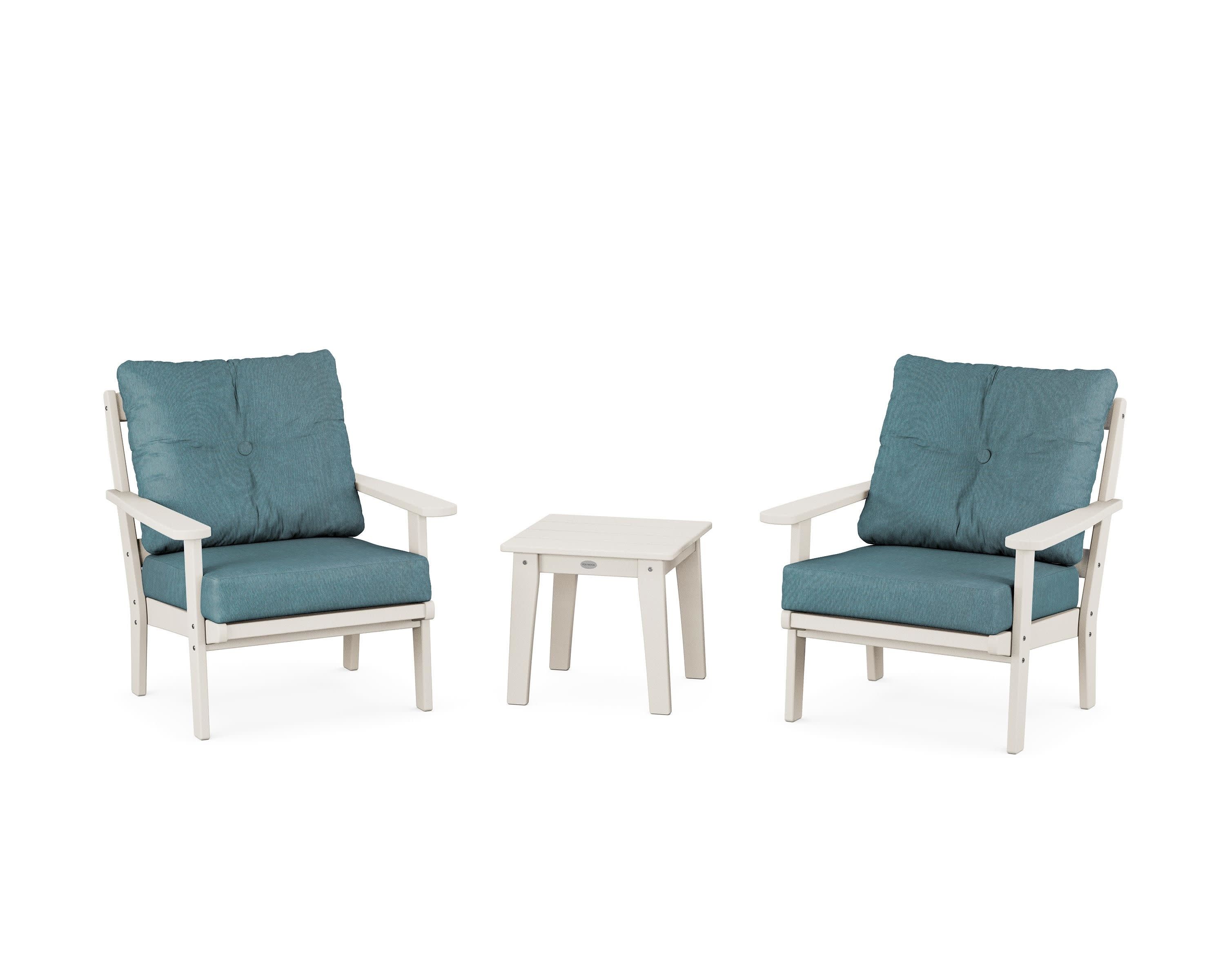 Mission 3-Piece Deep Seating Set in Sand / Ocean Teal