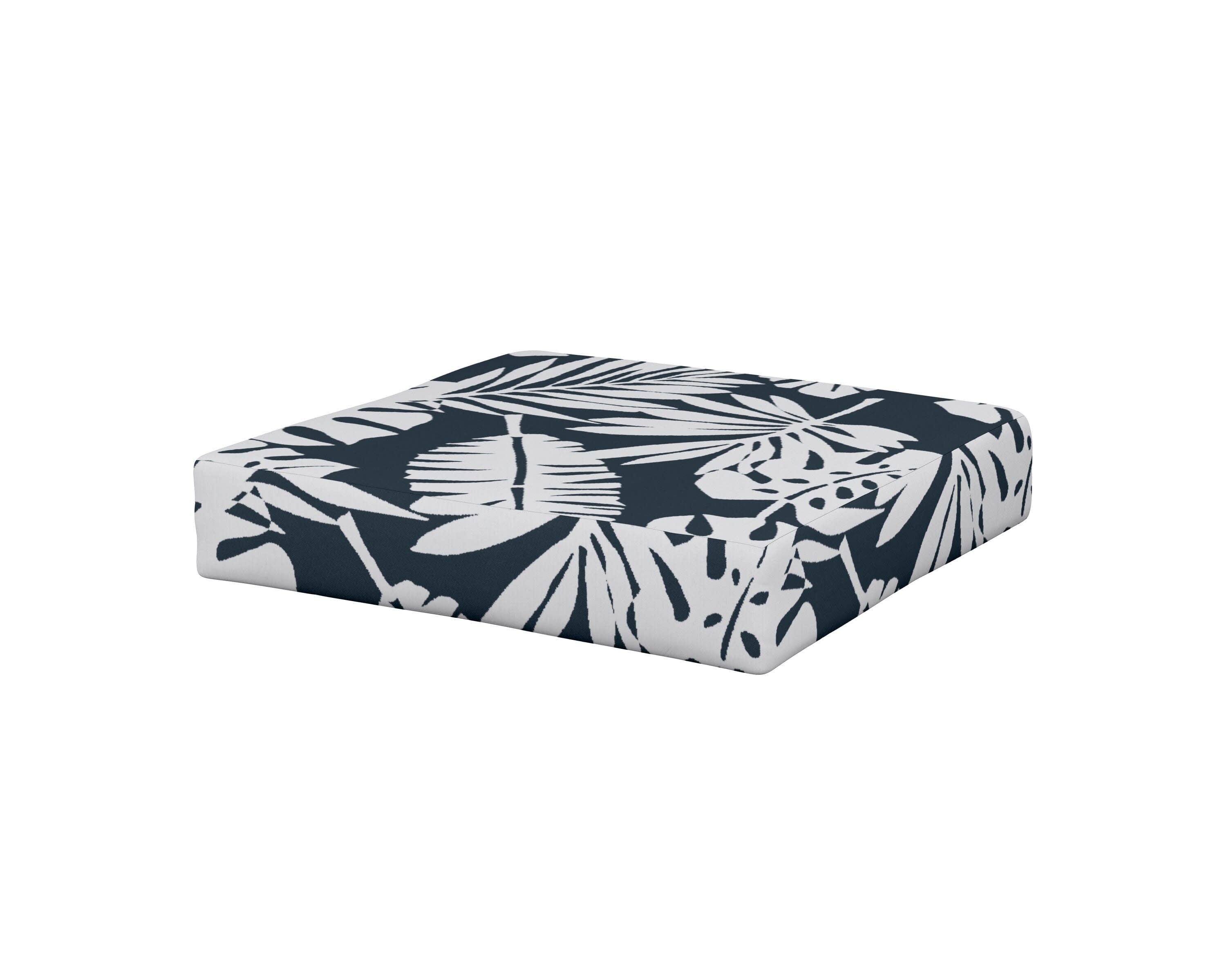 Modular Ottoman Cushion in Leaf Marine Indigo
