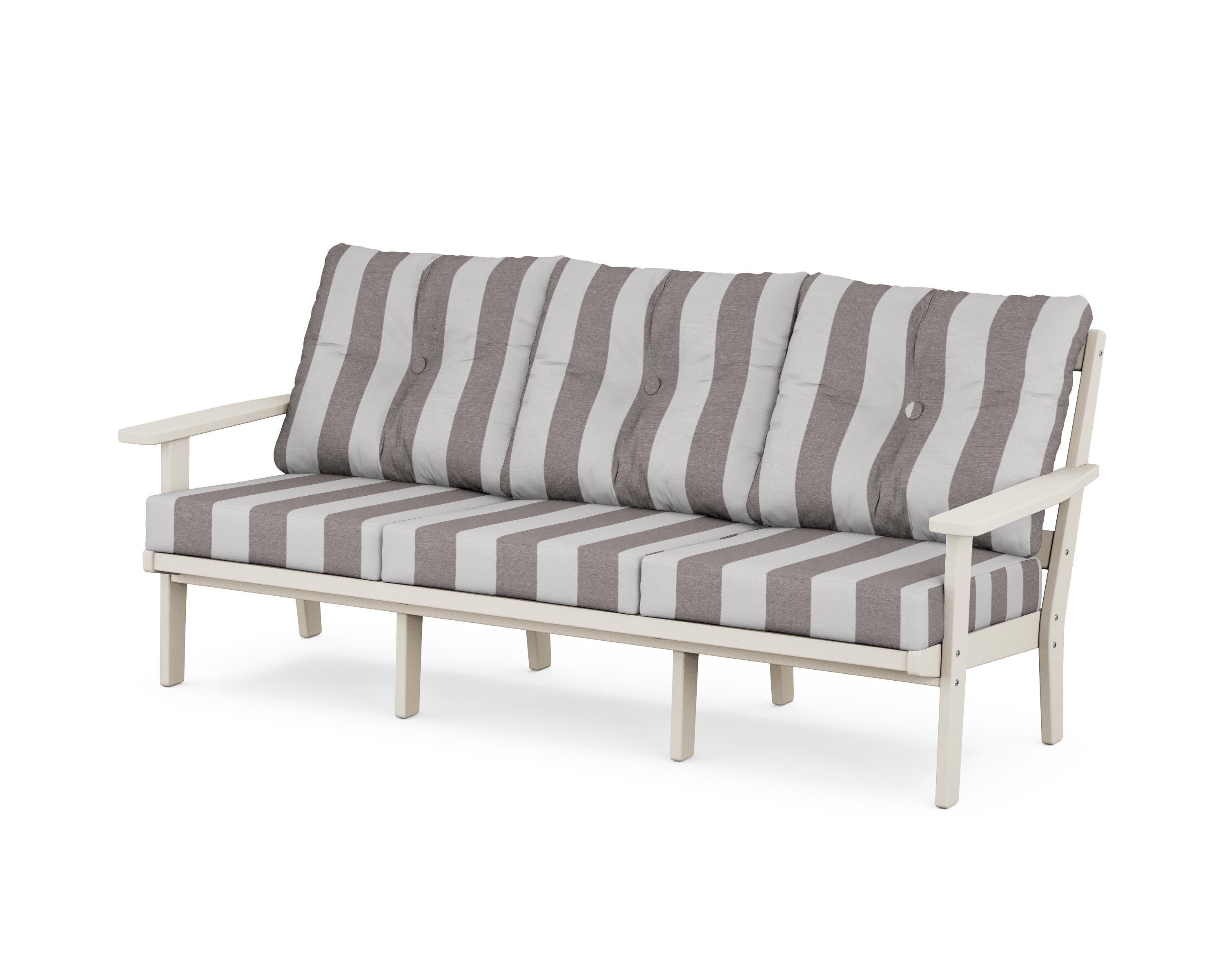 PrairieDeep Seating Sofa in Sand / Cabana Stripe Grey Mist