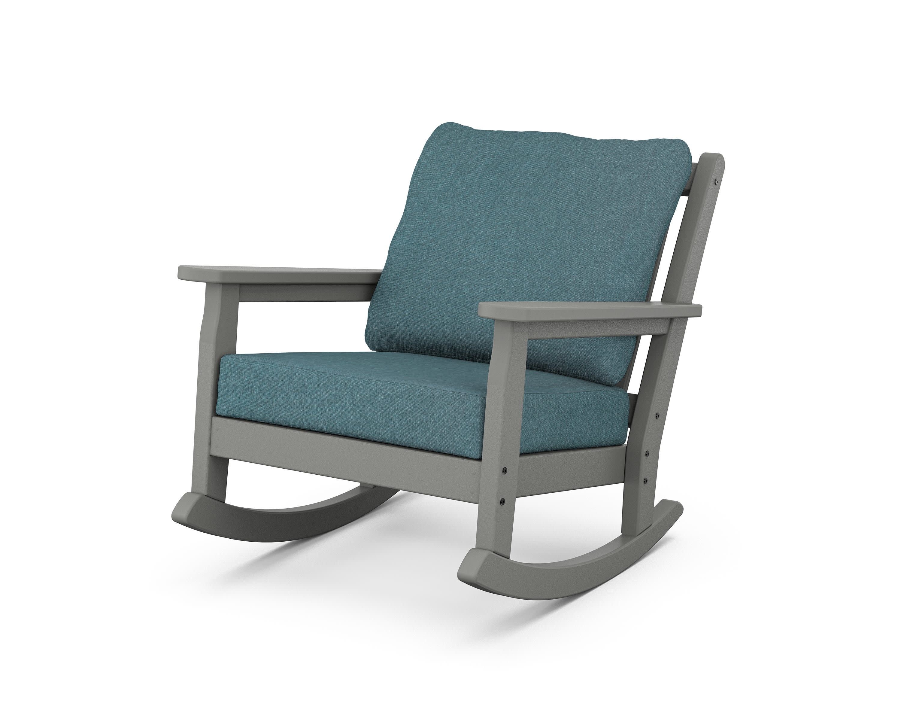 Chippendale Deep Seating Rocking Chair in Slate Grey / Ocean Teal