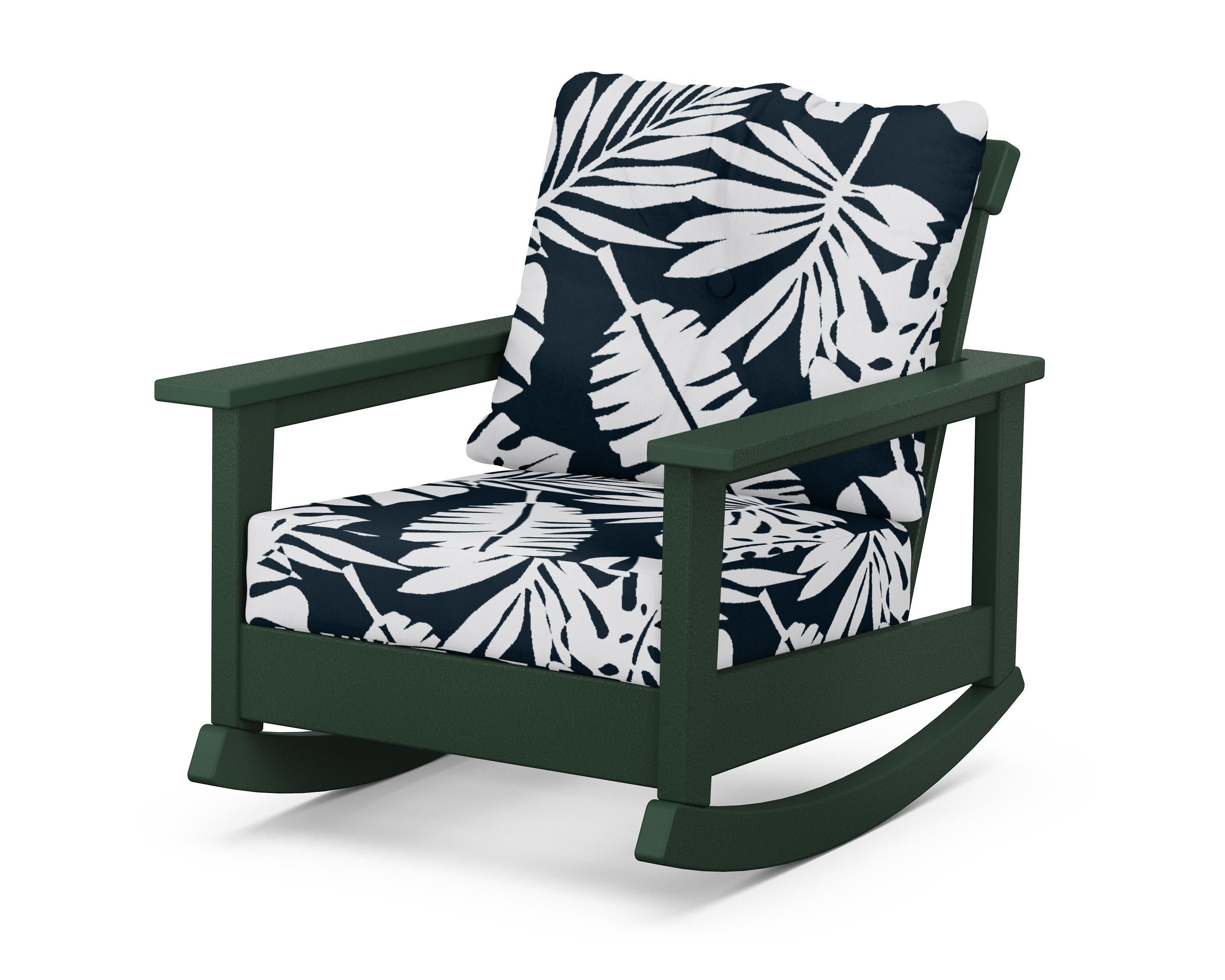 Prescott Deep Seating Rocking Chair in Green / Leaf Marine Indigo