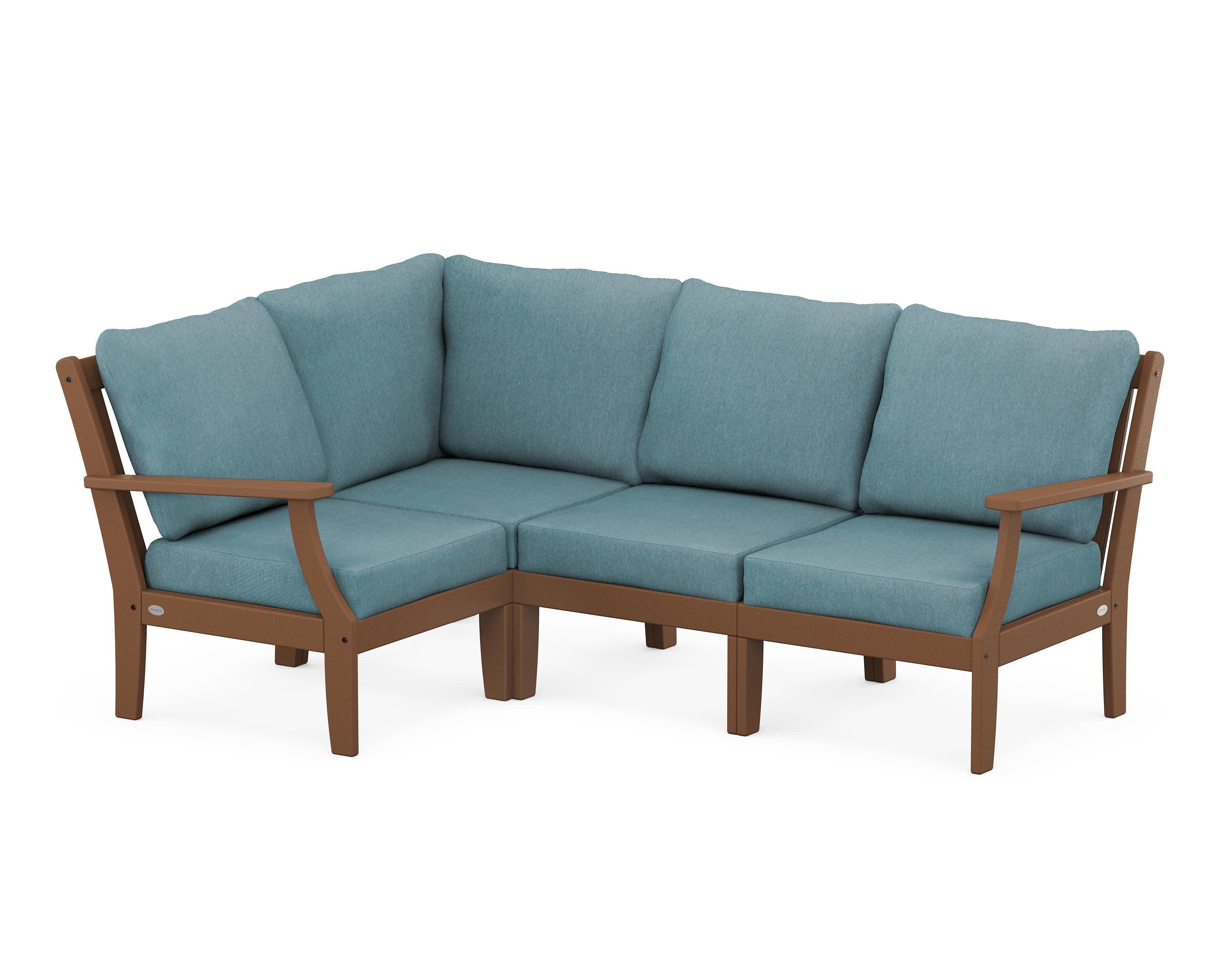 Braxton Modular 4-Piece Deep Seating Set in Teak / Ocean Teal