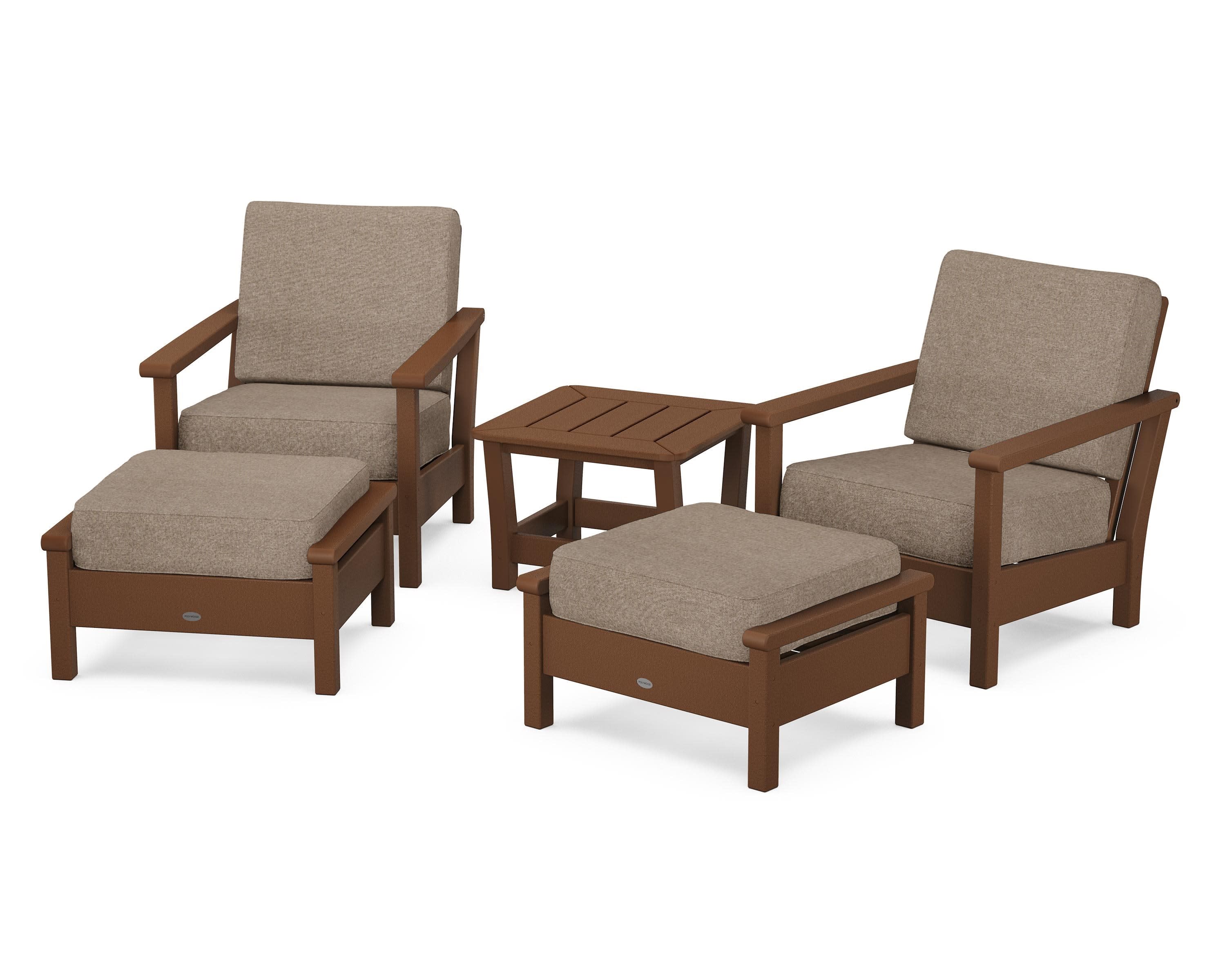 Harbour 5-Piece Deep Seating Chair Set in Teak / Spiced Burlap