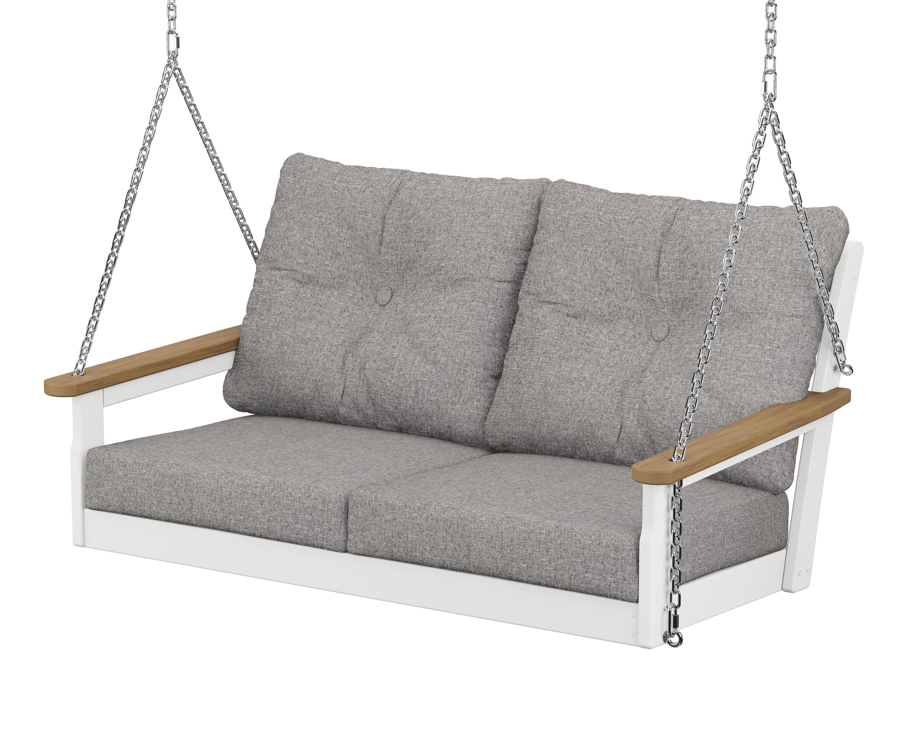 Vineyard Deep Seating Swing in White / Natural / Grey Mist