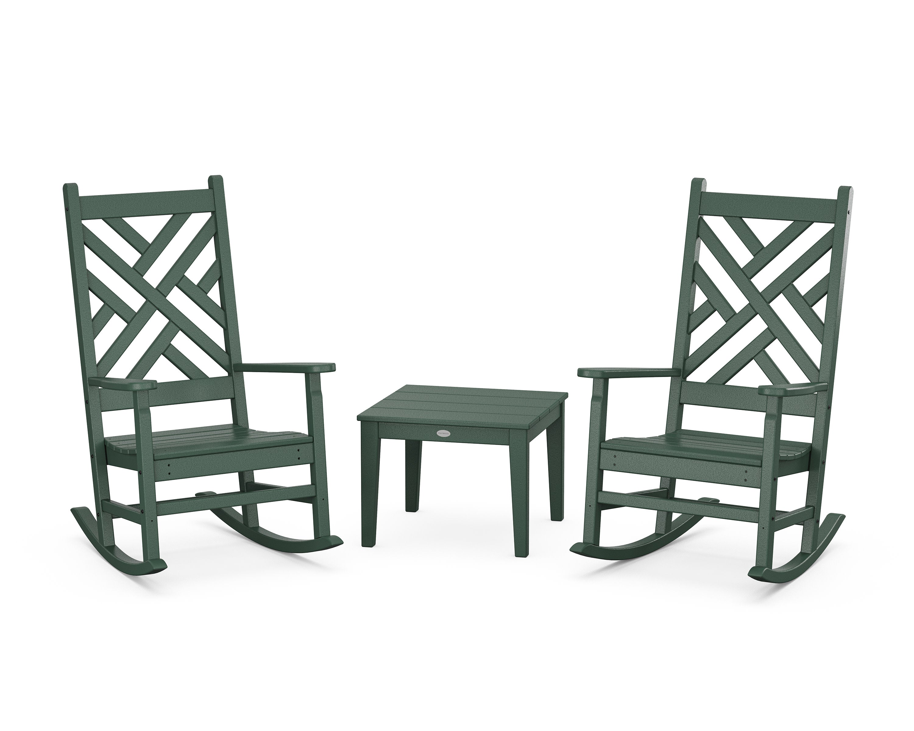 Chippendale 3-Piece Rocking Chair Set in Green