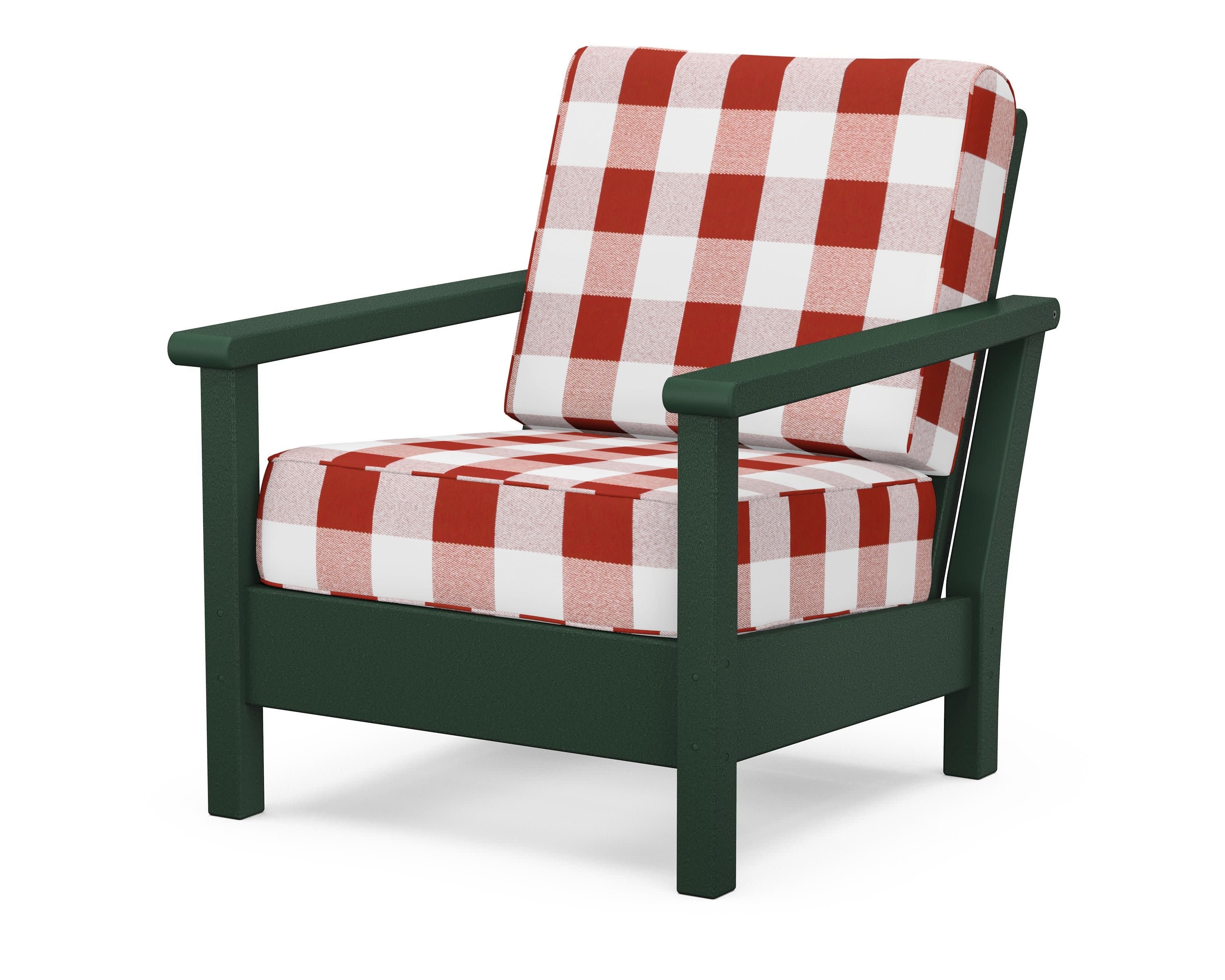 Harbour Deep Seating Chair in Green / Buffalo Plaid Crimson
