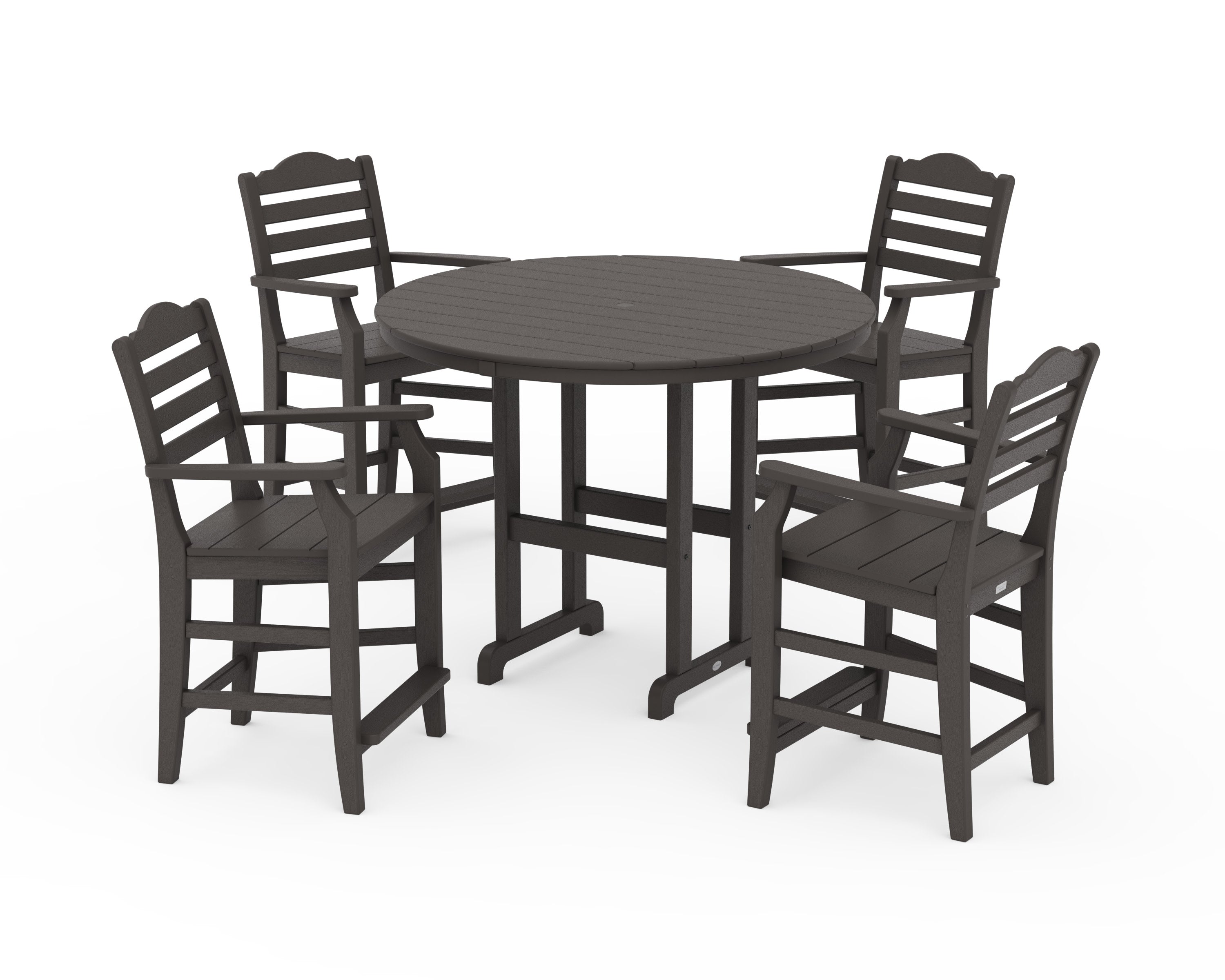 Savannah 5-Piece Round Farmhouse Counter Set in Vintage Coffee