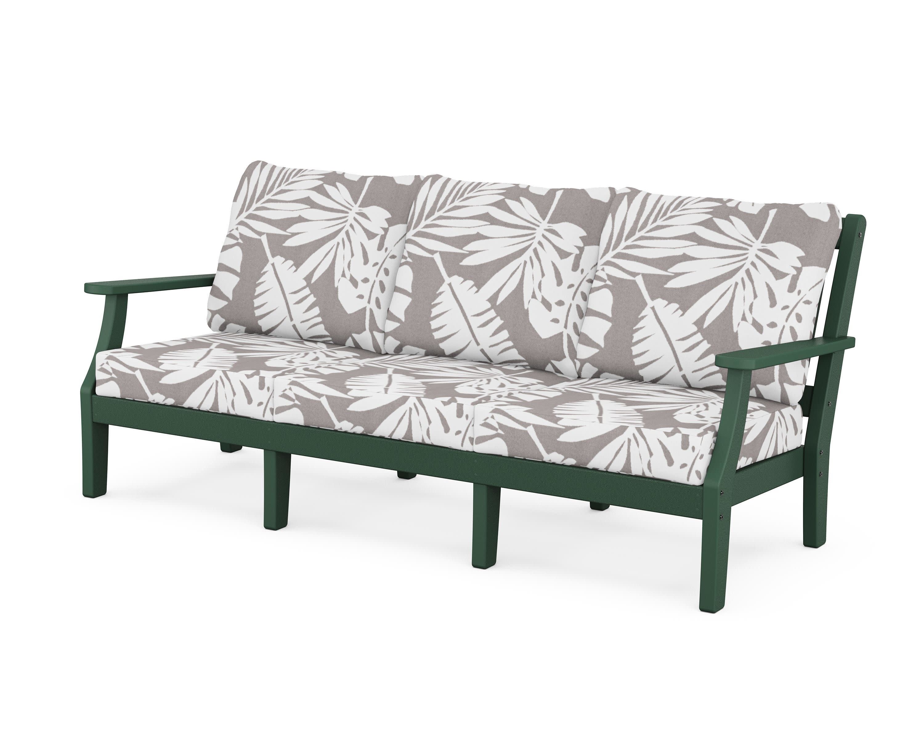 Chinoiserie Deep Seating Sofa in Green / Leaf Grey Mist