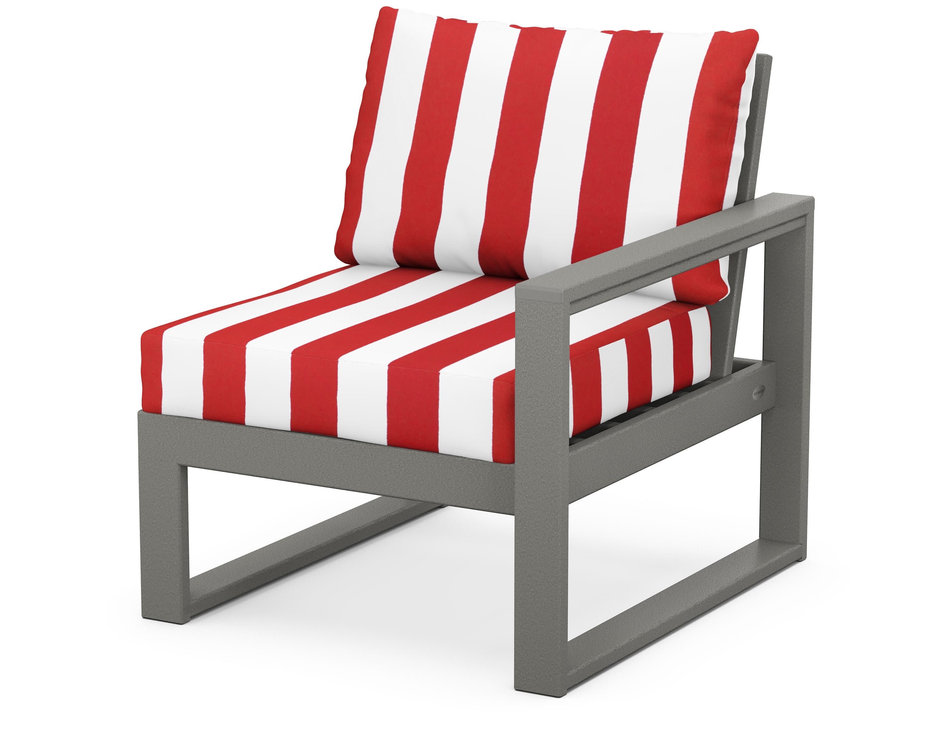 EDGE Modular Right Arm Chair in Slate Grey / Cabana Stripe Crimson