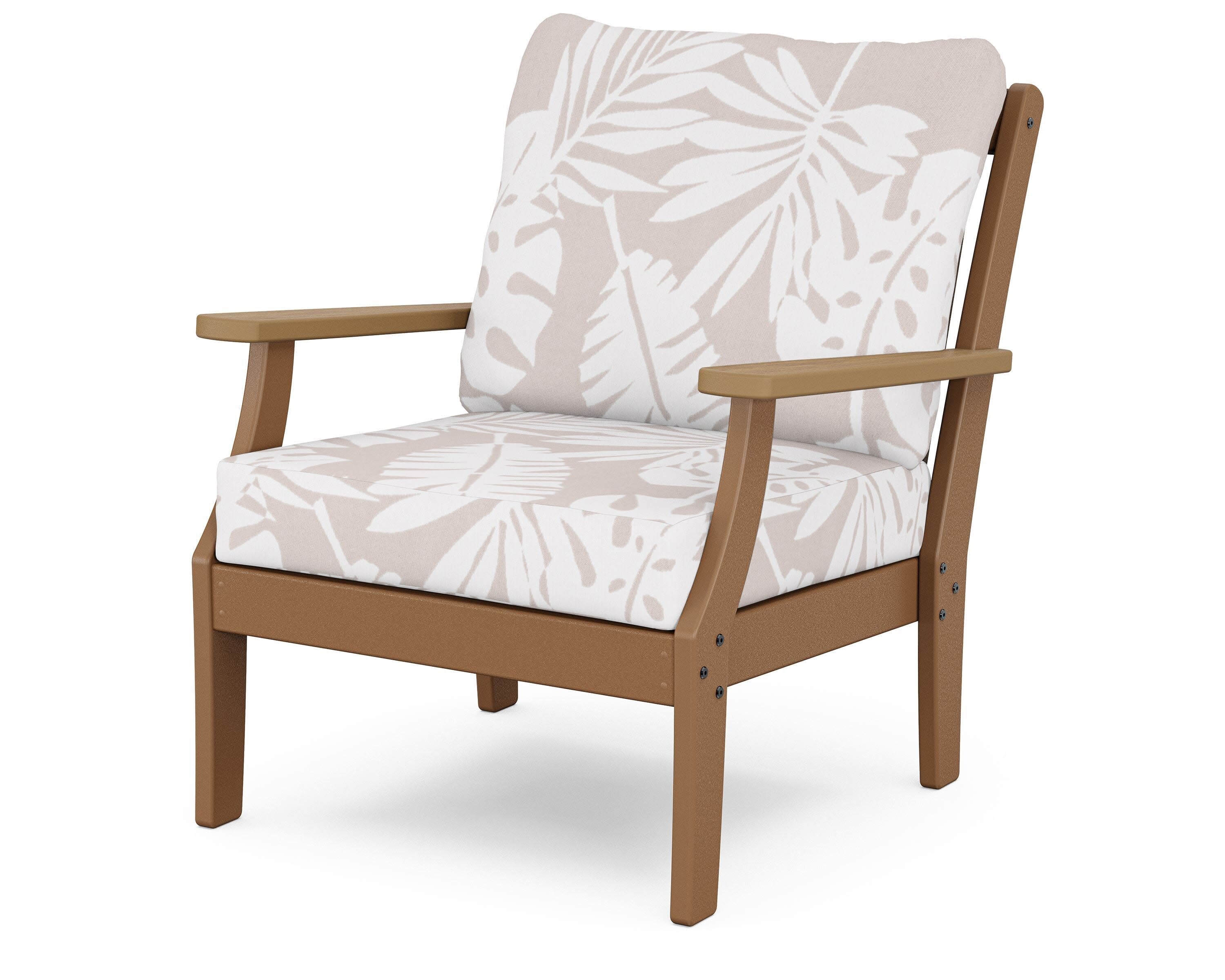 Braxton Deep Seating Chair in Teak / Natural / Leaf Dune Burlap