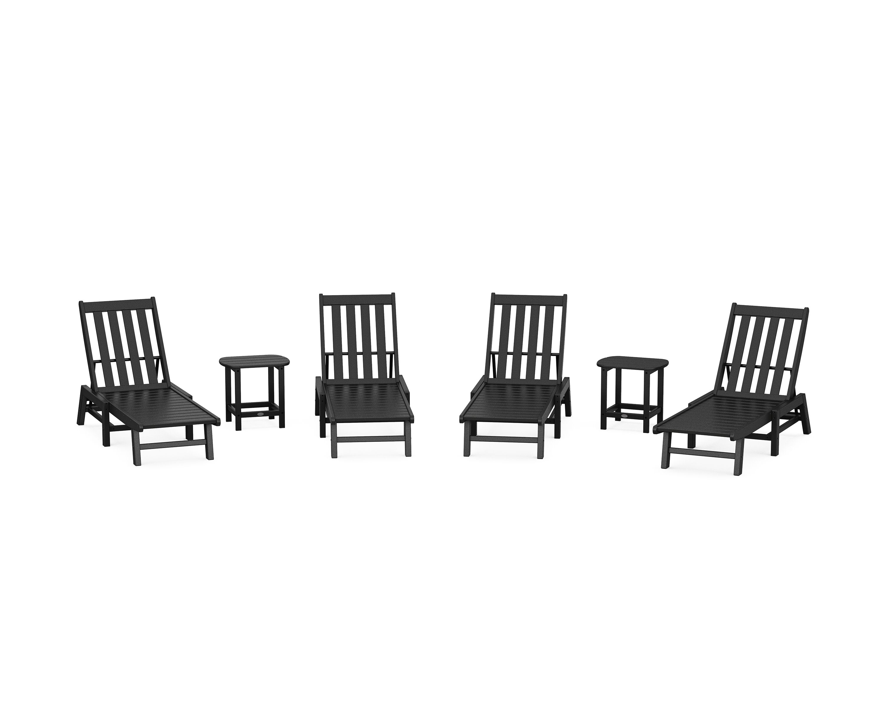 Vineyard 6-Piece Chaise Set in Black