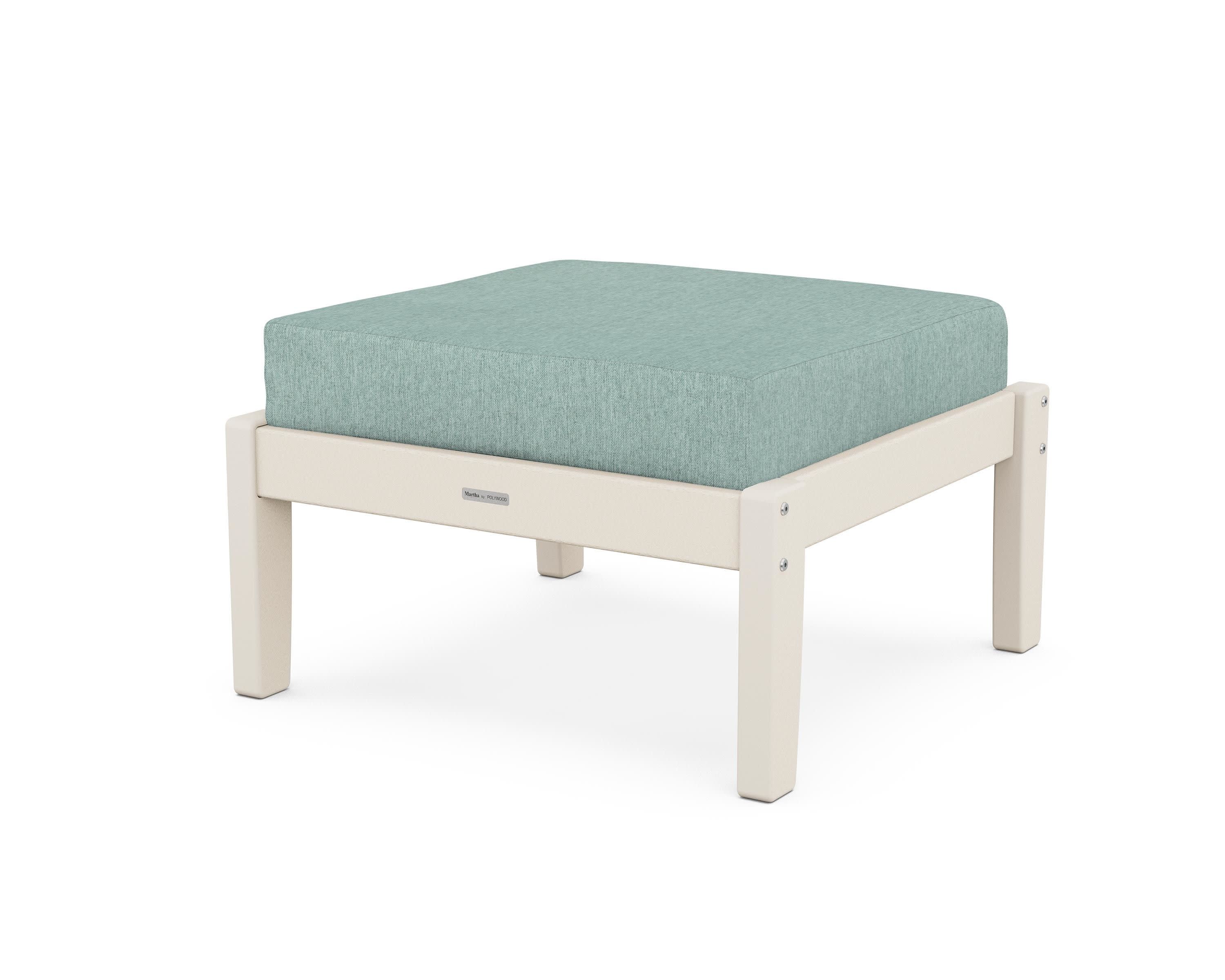 Chinoiserie Deep Seating Ottoman in Sand / Glacier Spa