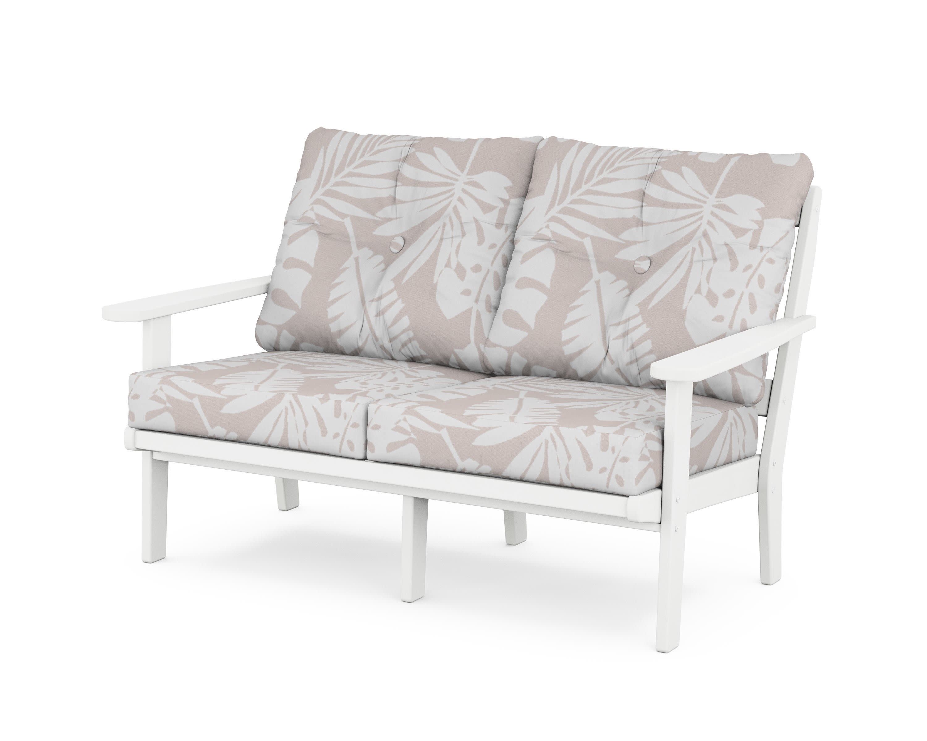 Mission Deep SeatingLoveseat in White / Leaf Dune Burlap
