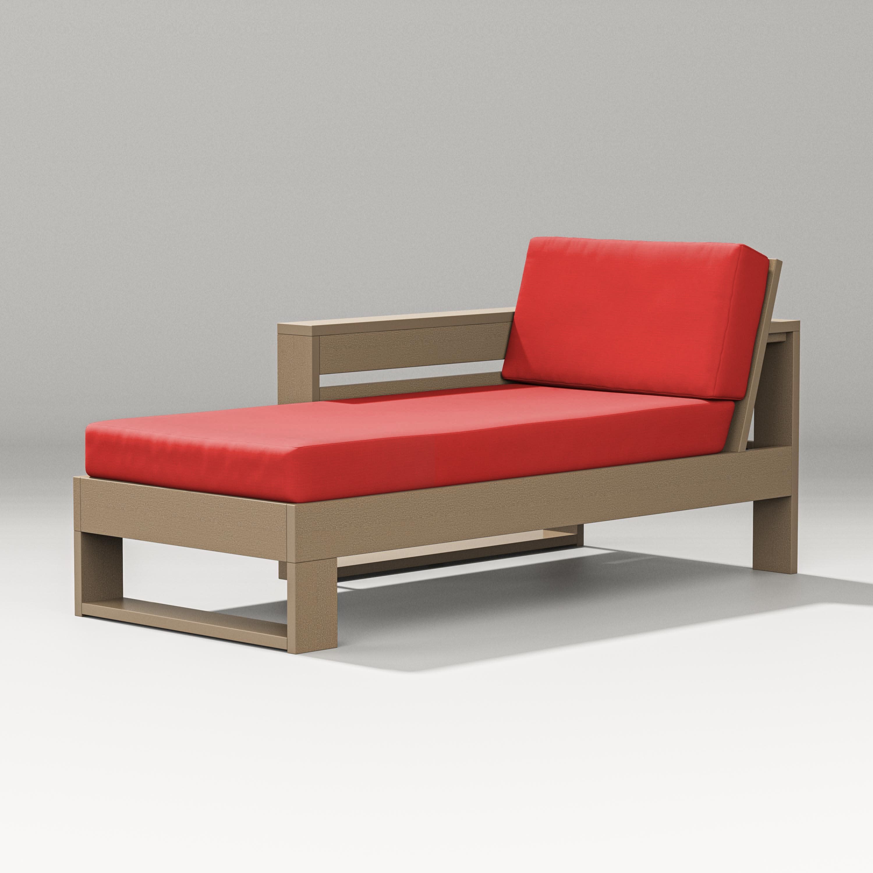 Latitude Modular Left Arm Chaise in Vintage Sahara / Crimson Linen