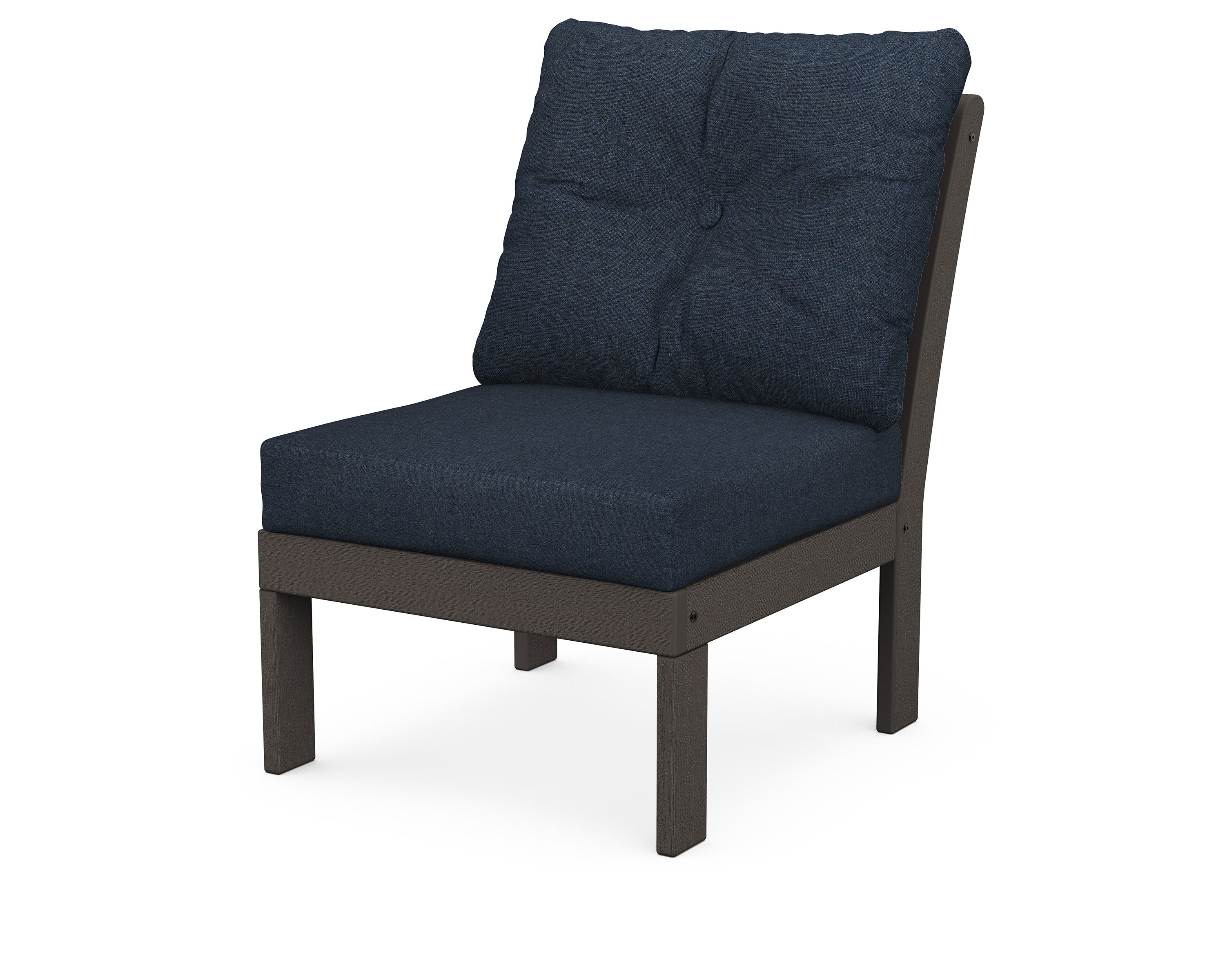 Vineyard Modular Armless Chair in Vintage Coffee / Marine Indigo