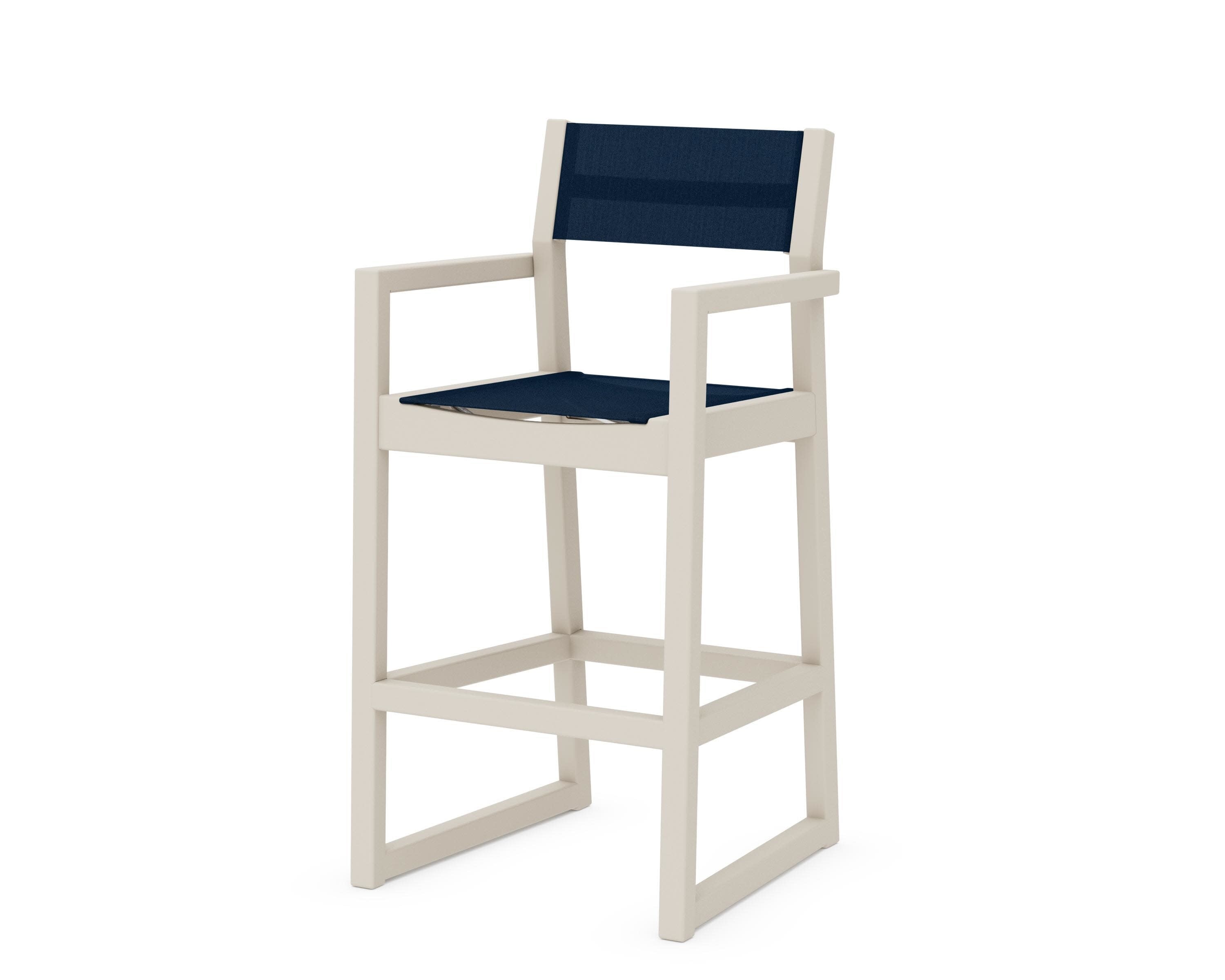 EDGE Sling Bar Arm Chair in Sand / Navy Blue Sling