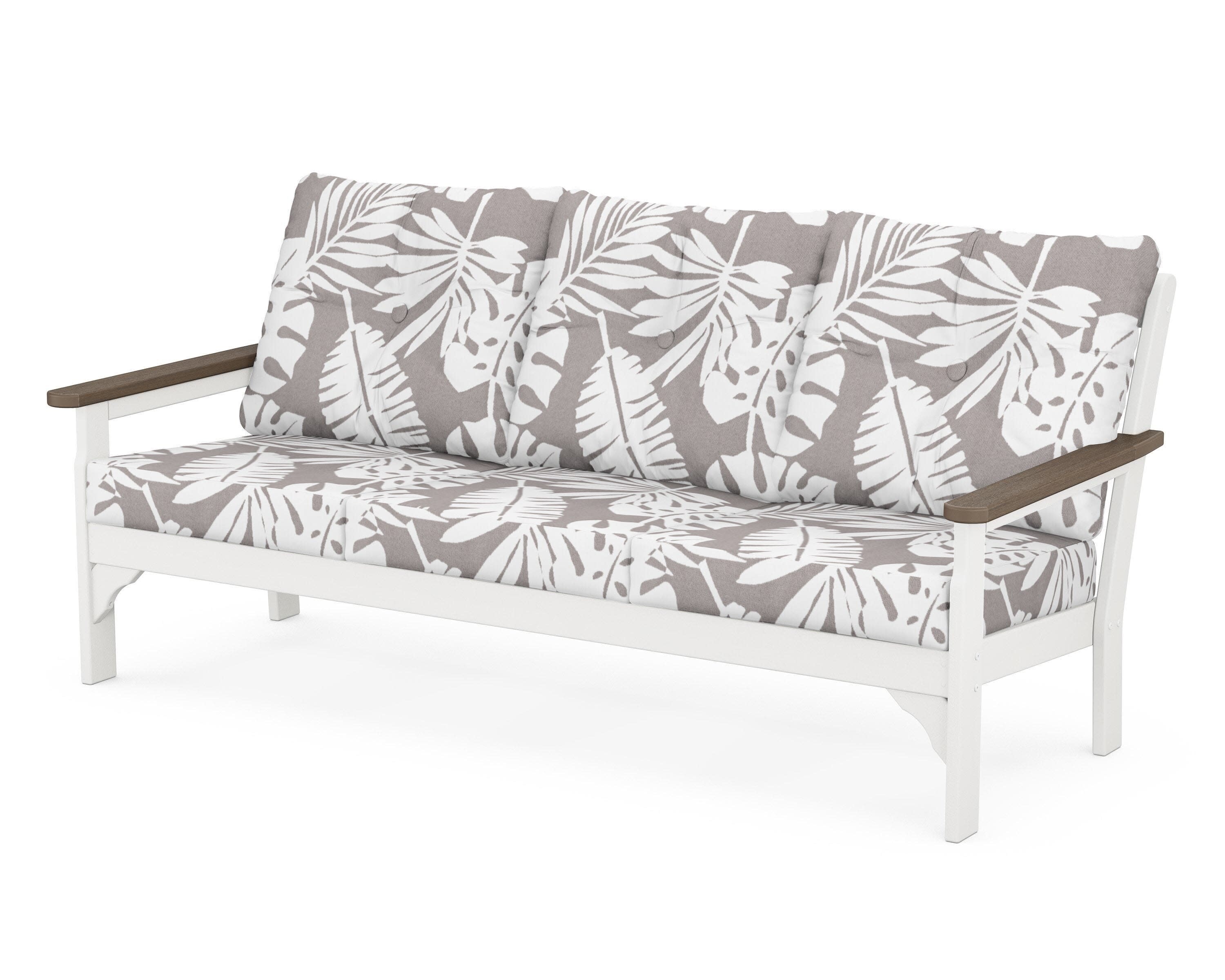 Vineyard Deep Seating Sofa in White / Kona / Leaf Grey Mist