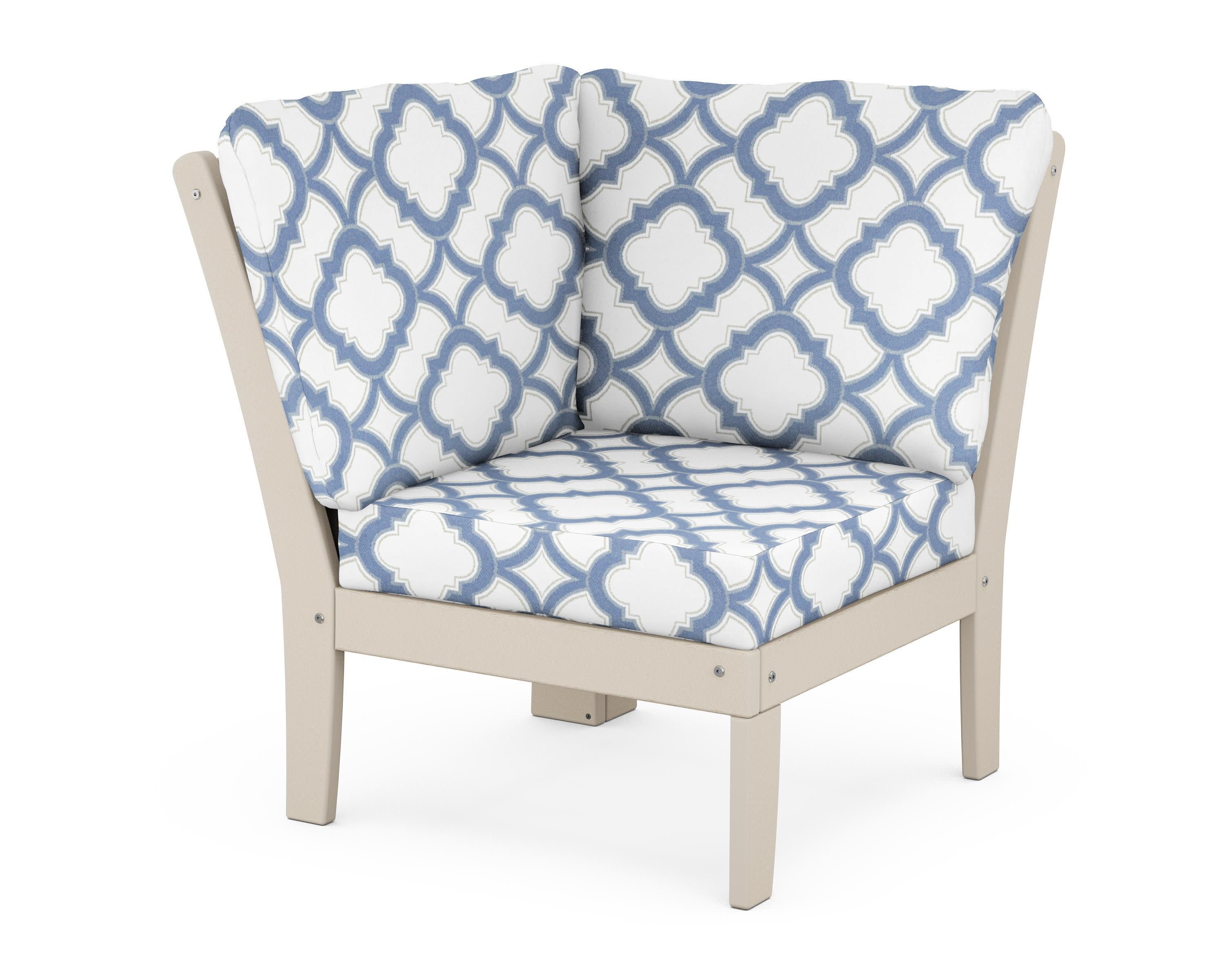 Braxton Modular Corner Chair in Sand / Trellis Sky Blue