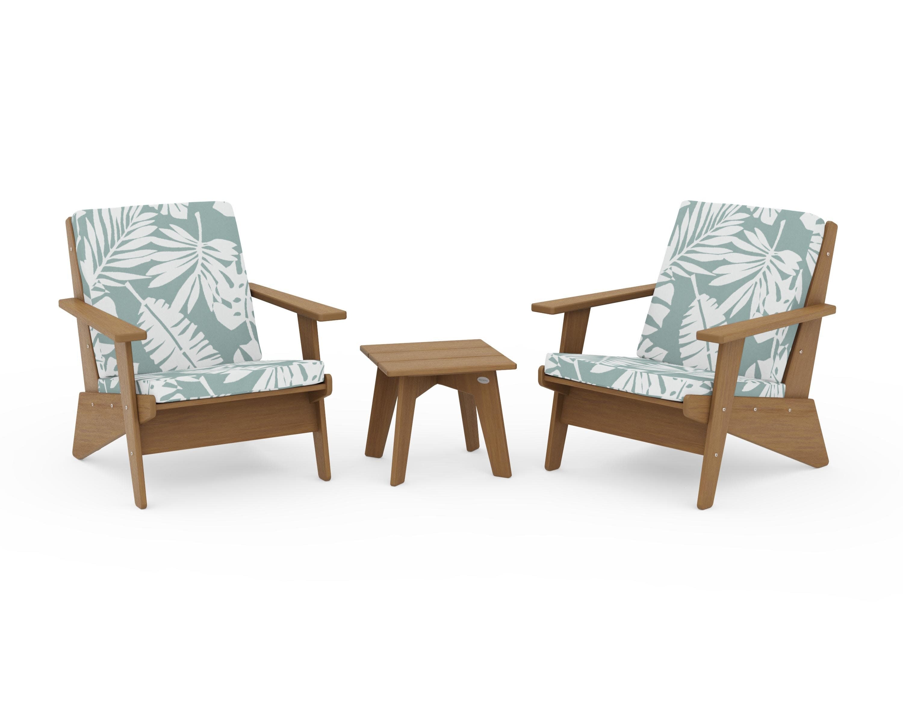 Riviera Modern Lounge 3-Piece Set in Natural / Leaf Glacier Spa