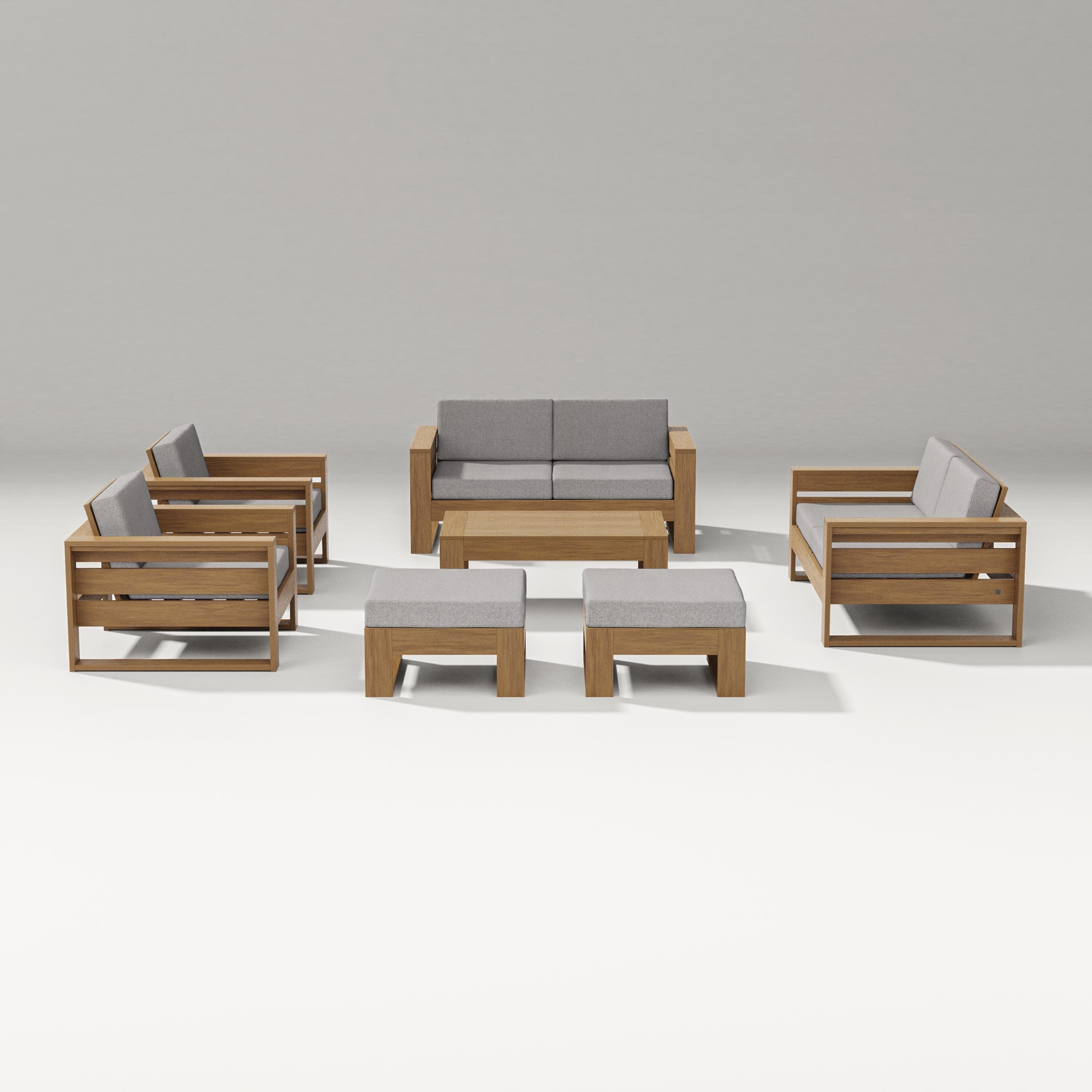 Latitude 7-Piece Lounge Loveseat Set in Natural / Grey Mist