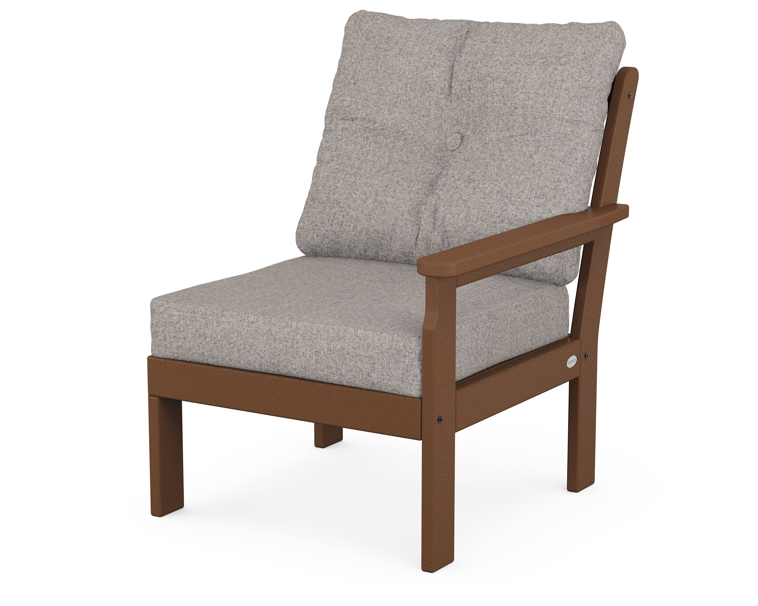 Vineyard Modular Right Arm Chair in Teak / Weathered Tweed