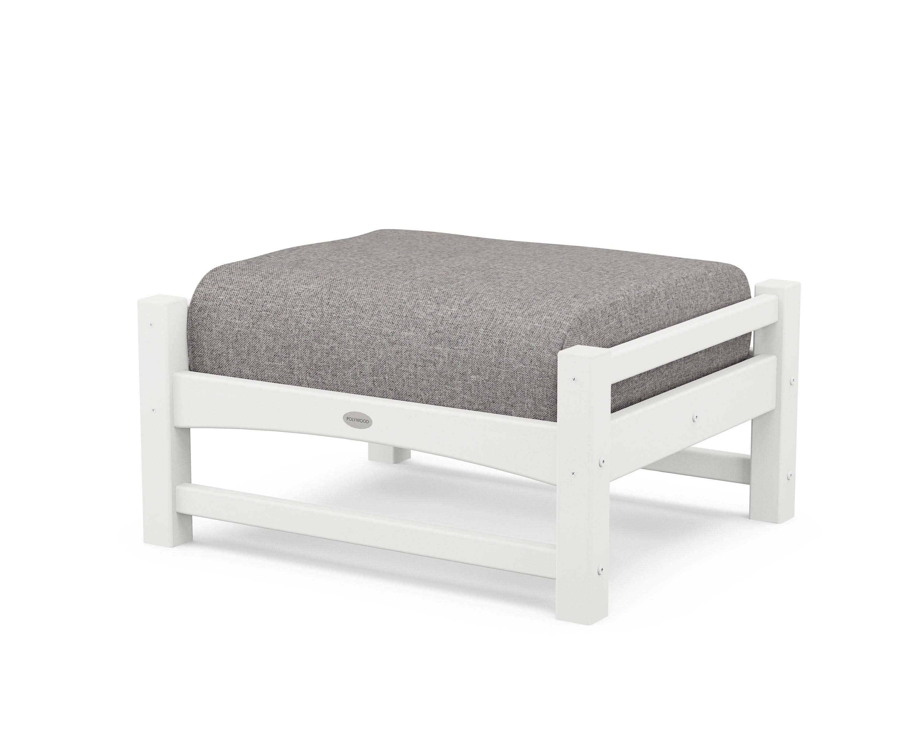 Club Ottoman in White / Grey Mist