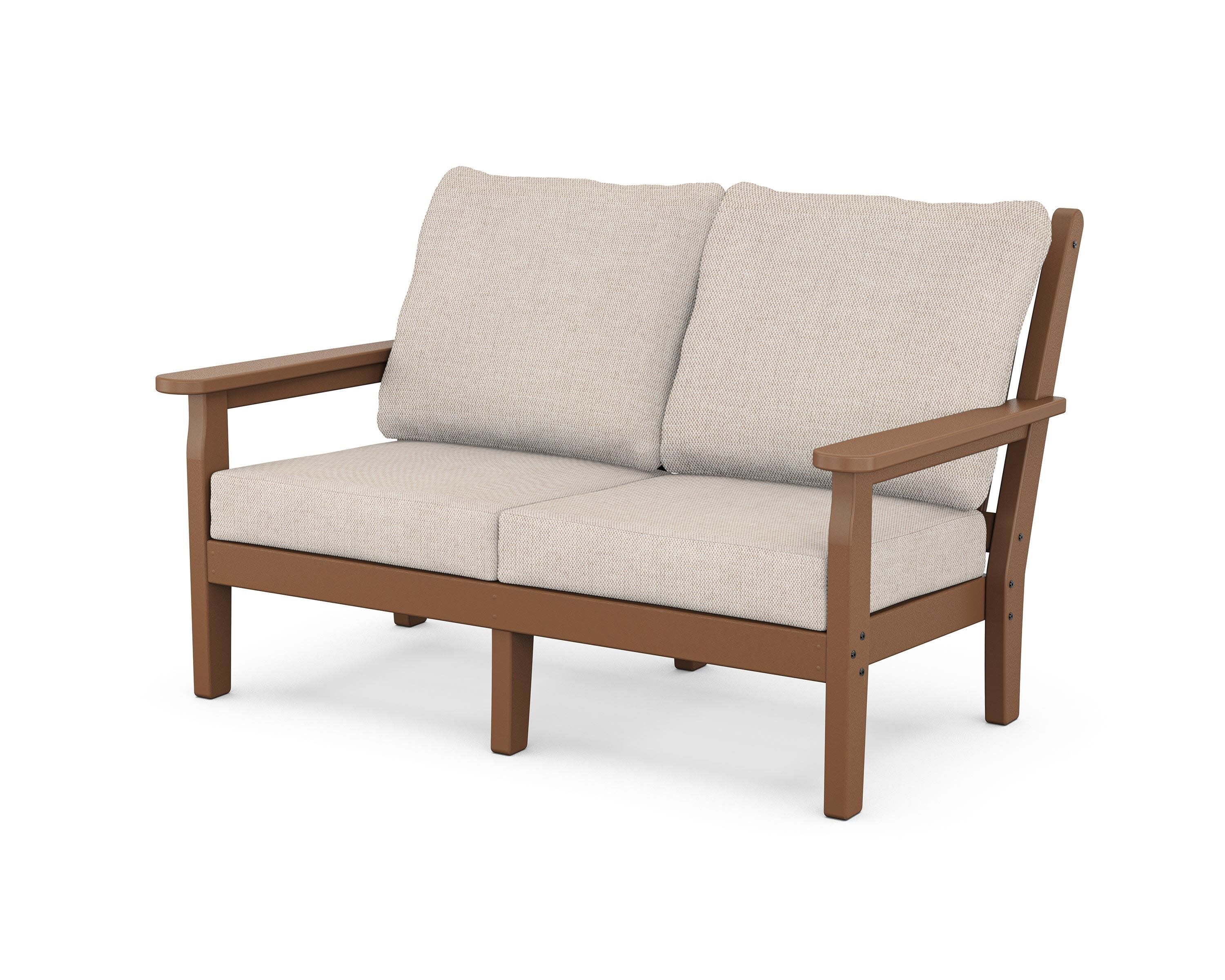 Chippendale Deep Seating Loveseat in Teak / Blend Linen
