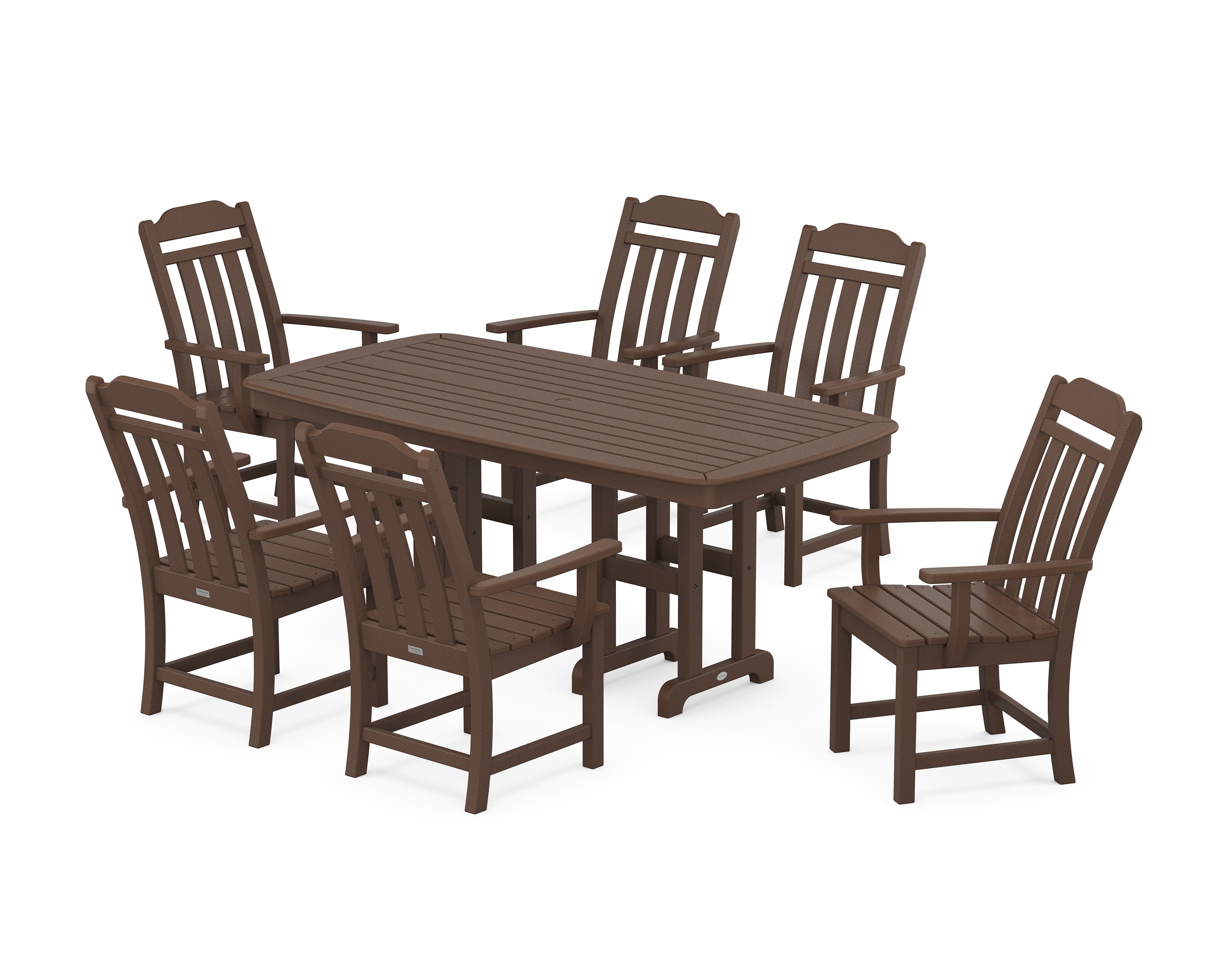 Cottage Arm Chair 7-Piece Dining Set in Mahogany