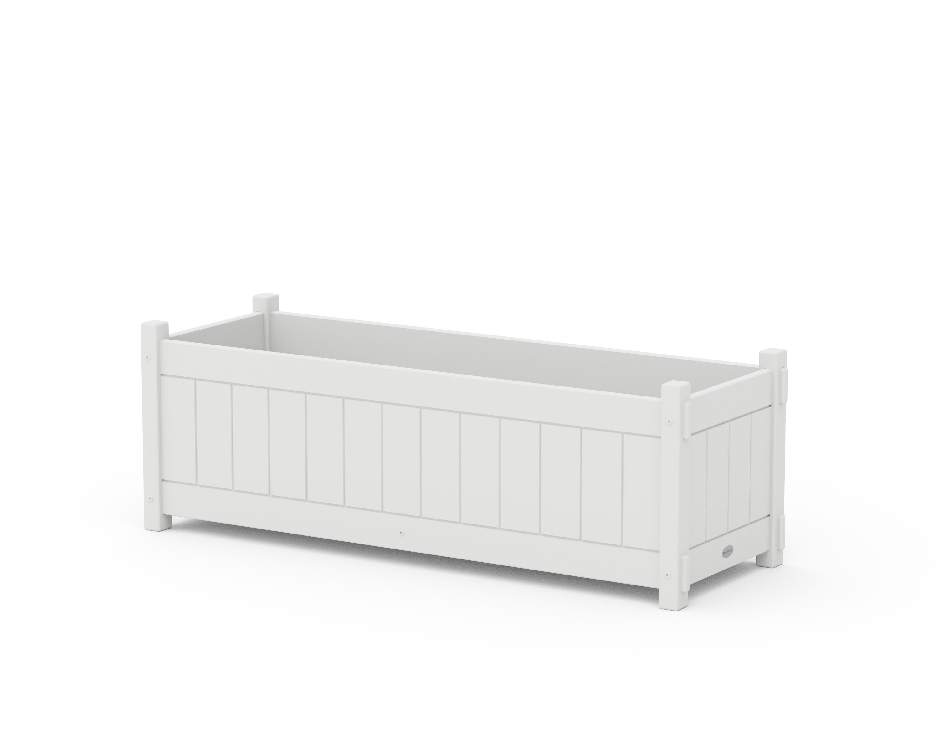 Vineyard Rectangle Triple Planter Box in White