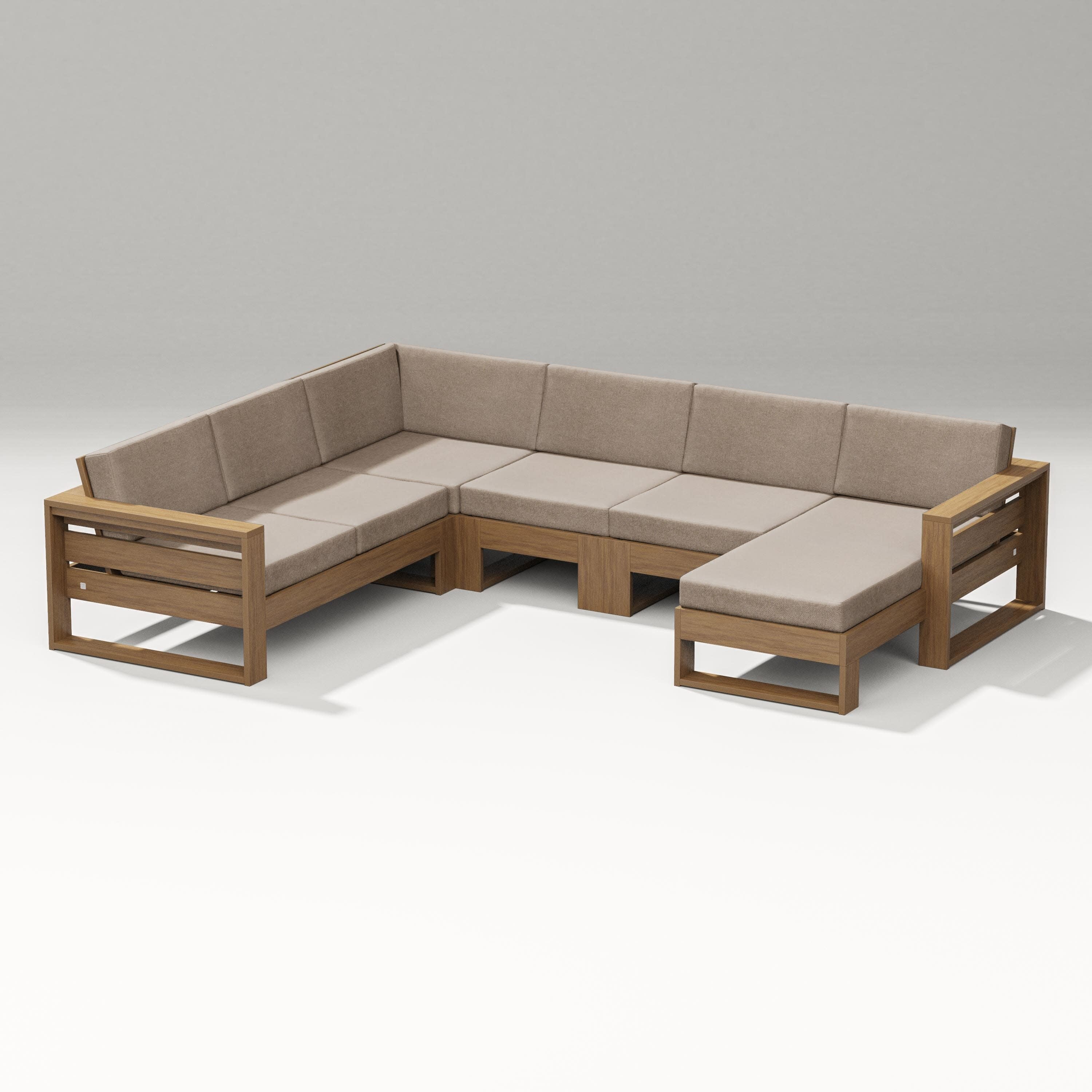 Latitude Corner Sectional with Right Chaise in Natural / Spiced Burlap
