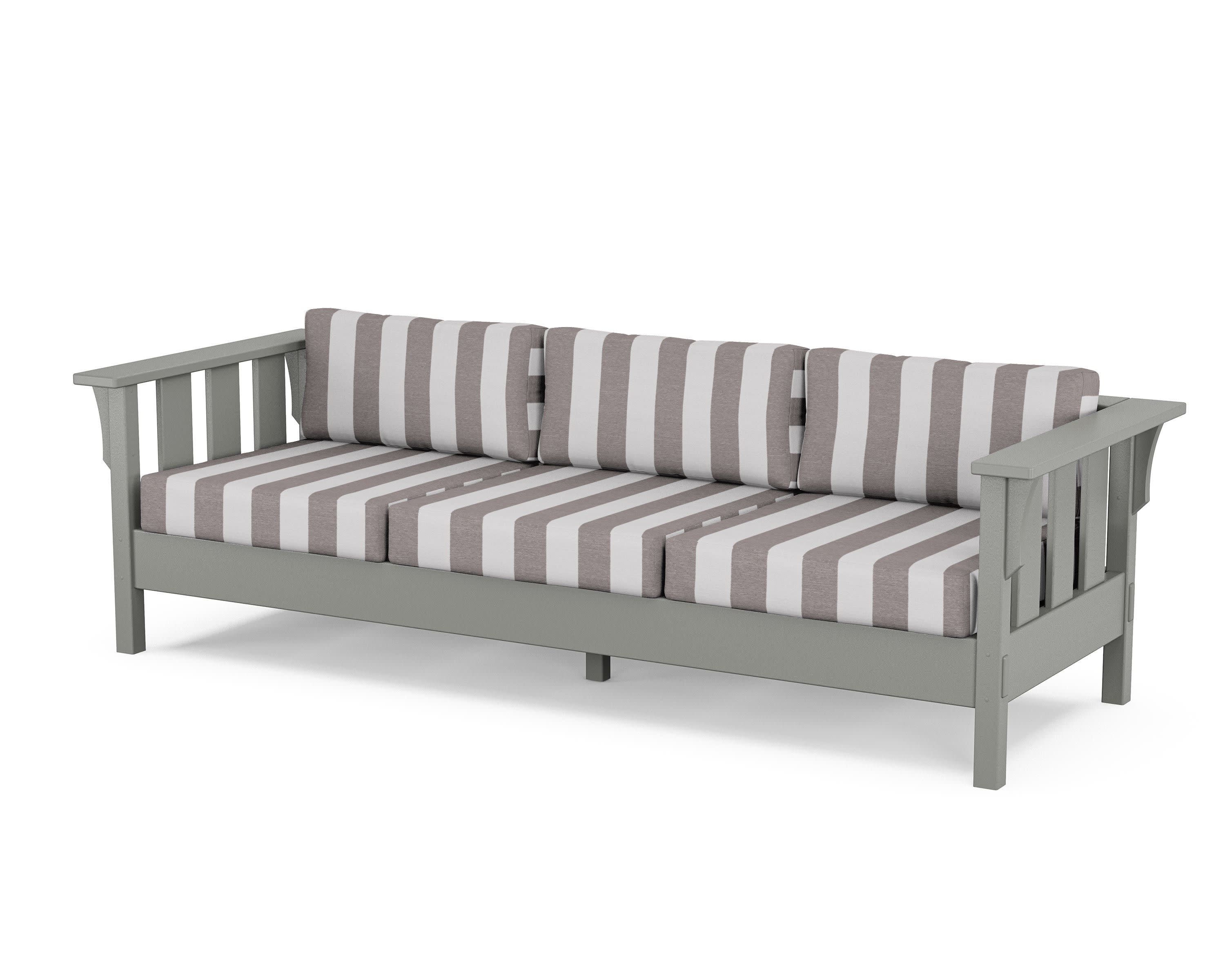 Acadia Deep Seating Sofa in Slate Grey / Cabana Stripe Grey Mist