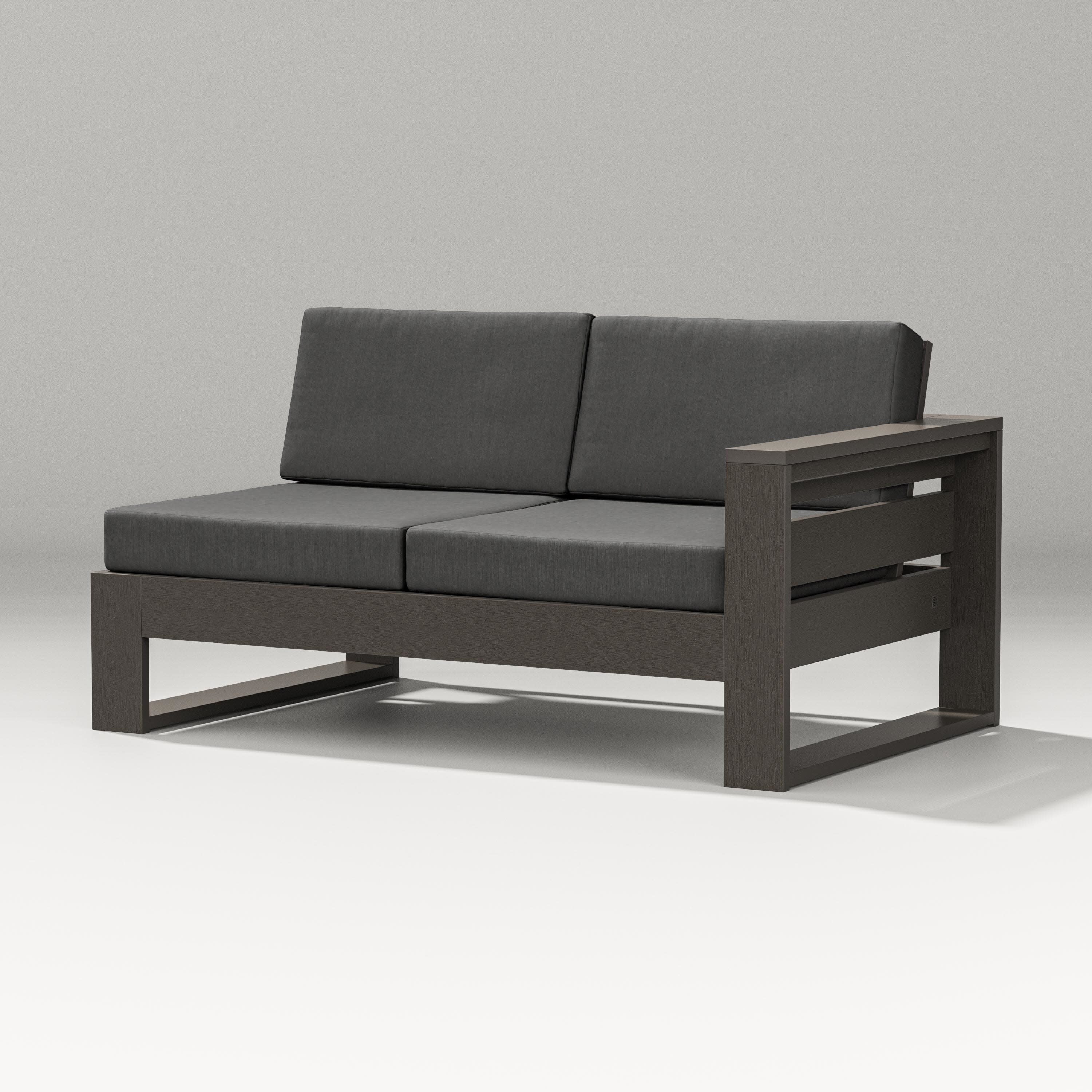 Latitude Modular Right Arm Loveseat in Vintage Coffee / Spectrum Carbon