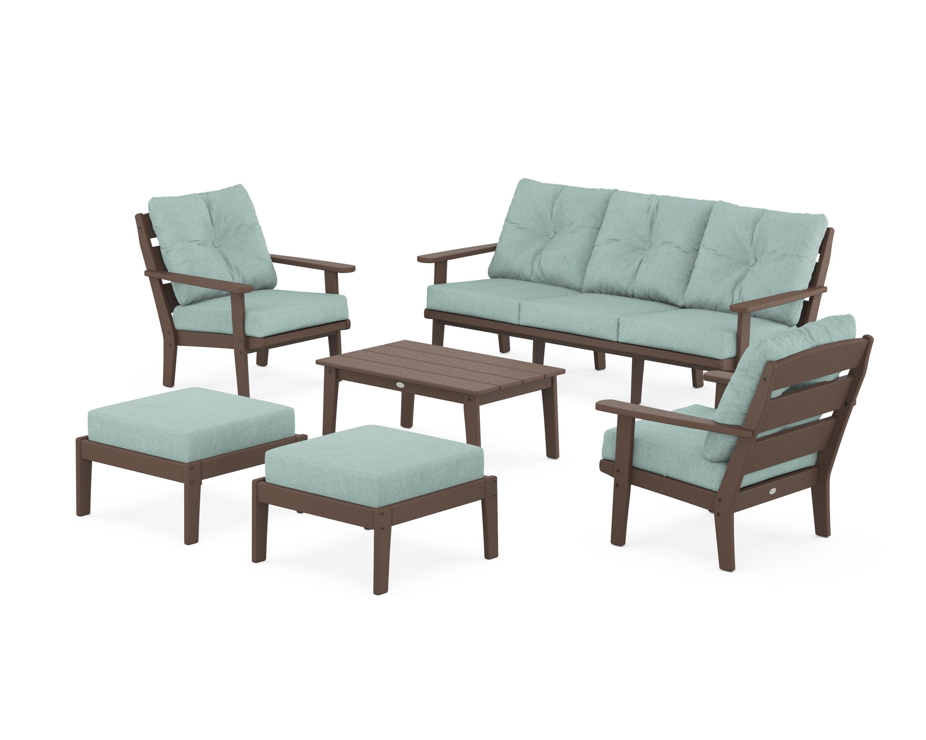 Lakeside 6-Piece Lounge Sofa Set in Mahogany / Glacier Spa