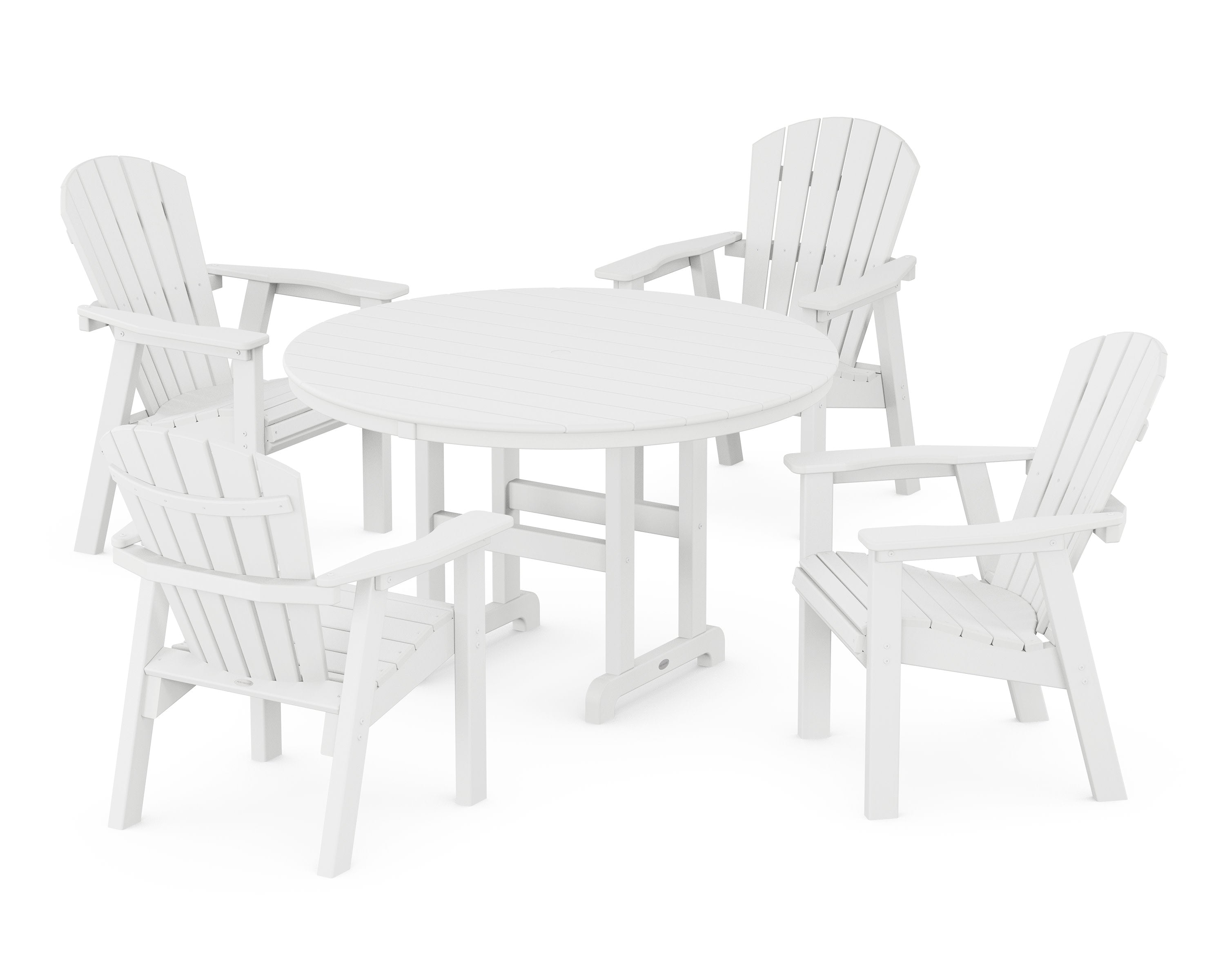 Seashell 5-Piece Round Farmhouse Dining Set in White