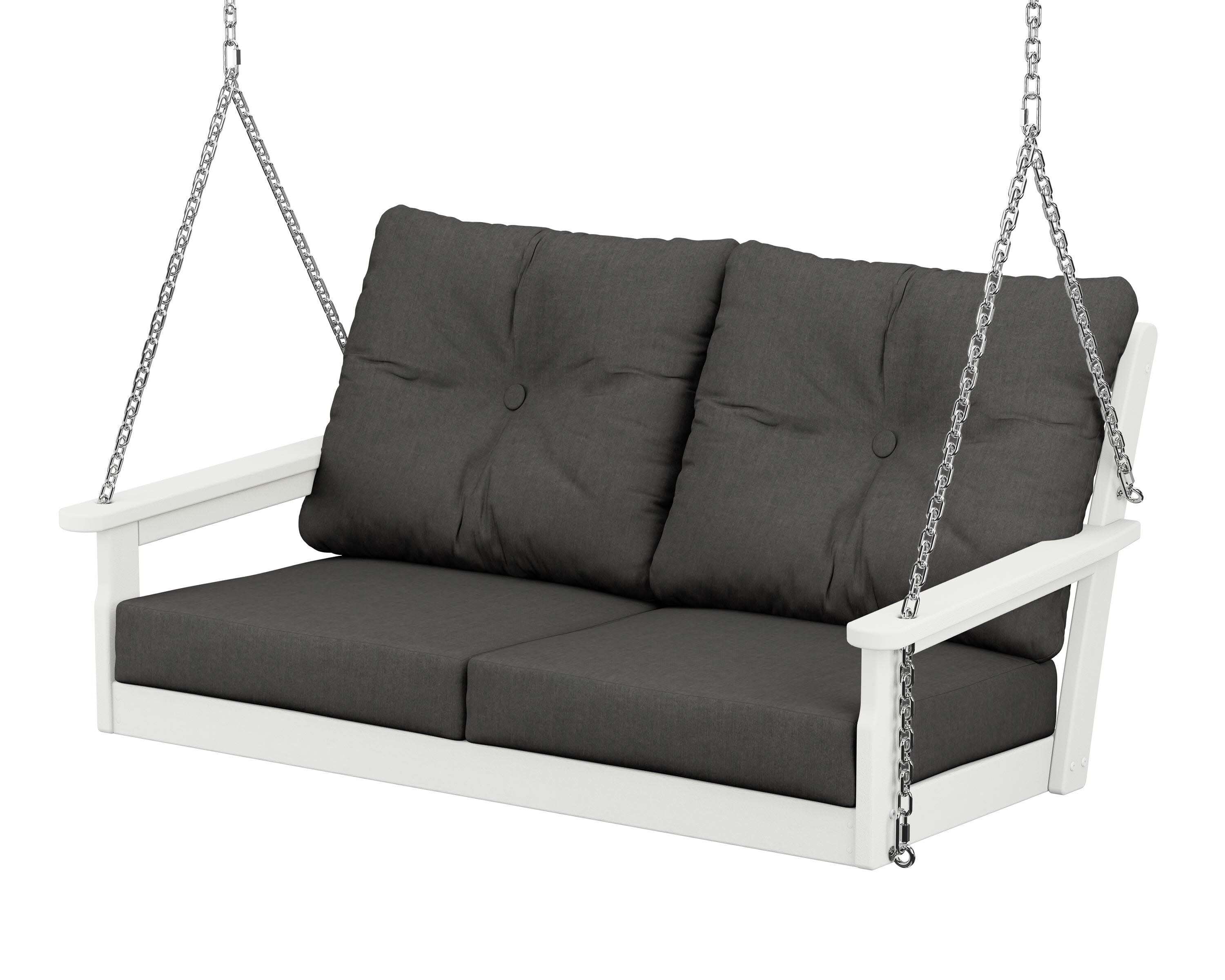 Vineyard Deep Seating Swing in Vintage White / Spectrum Carbon