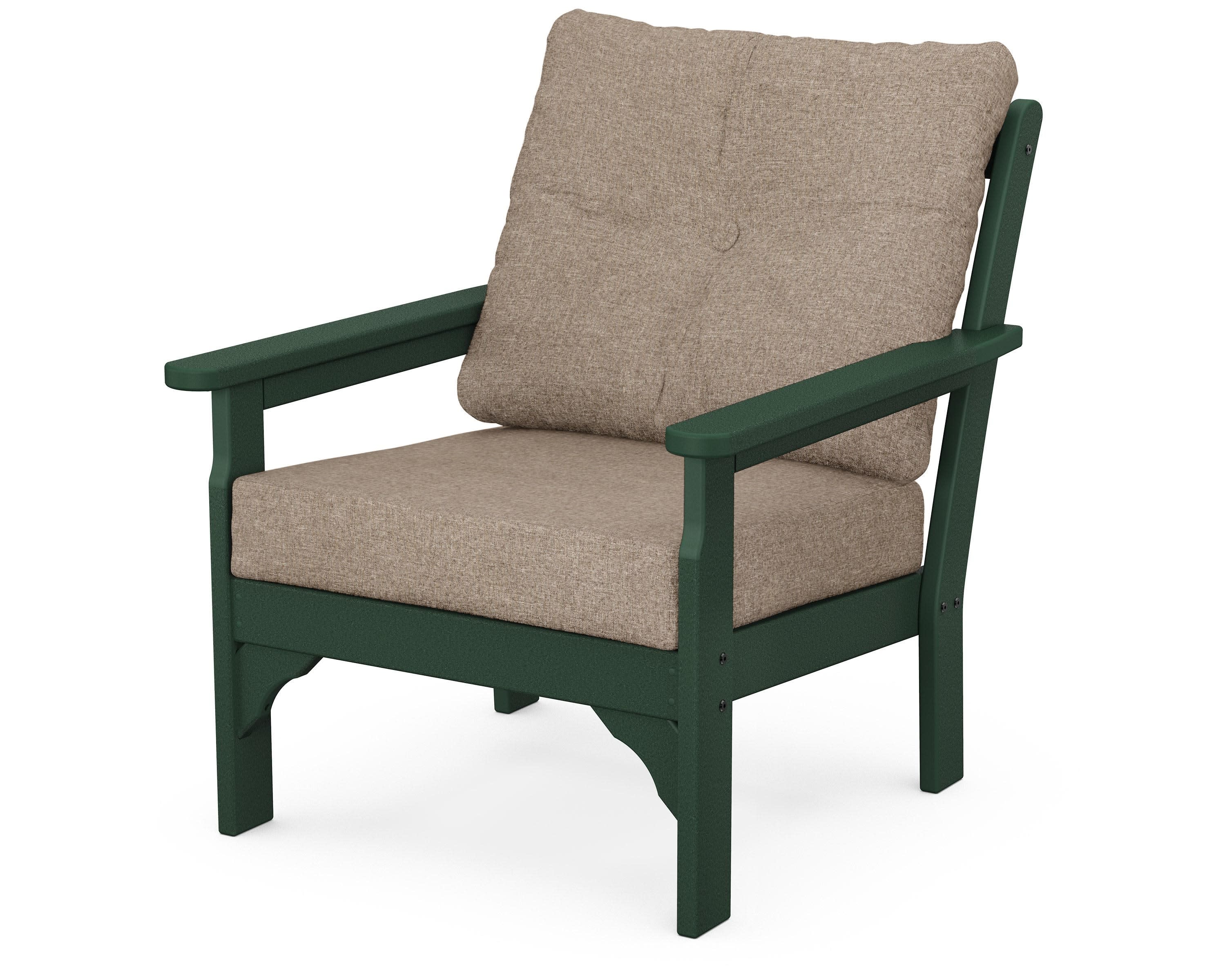 Vineyard Deep Seating Chair in Green / Spiced Burlap