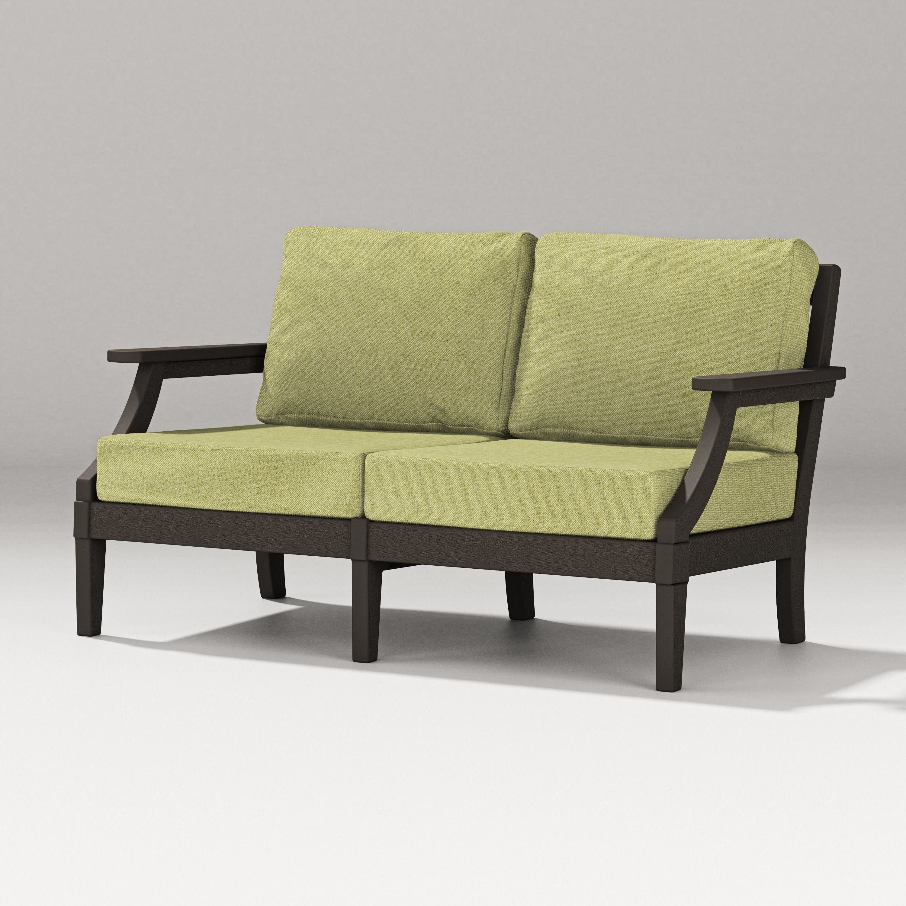 Estate Loveseat in Vintage Coffee / Chartreuse Boucle