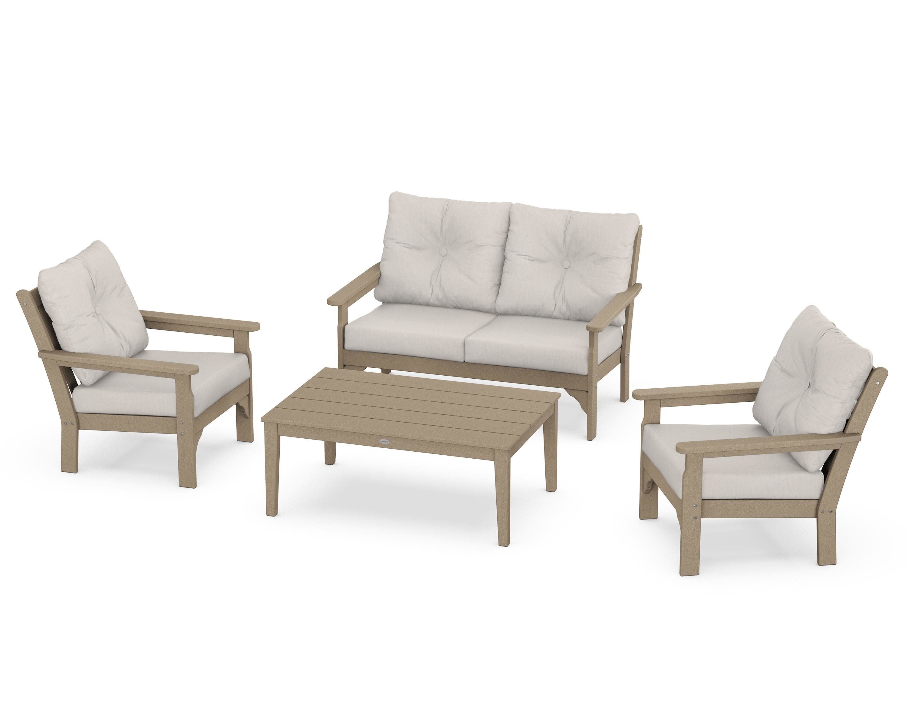 Vineyard 4-Piece Deep Seating Set in Vintage Sahara / Cast Ash
